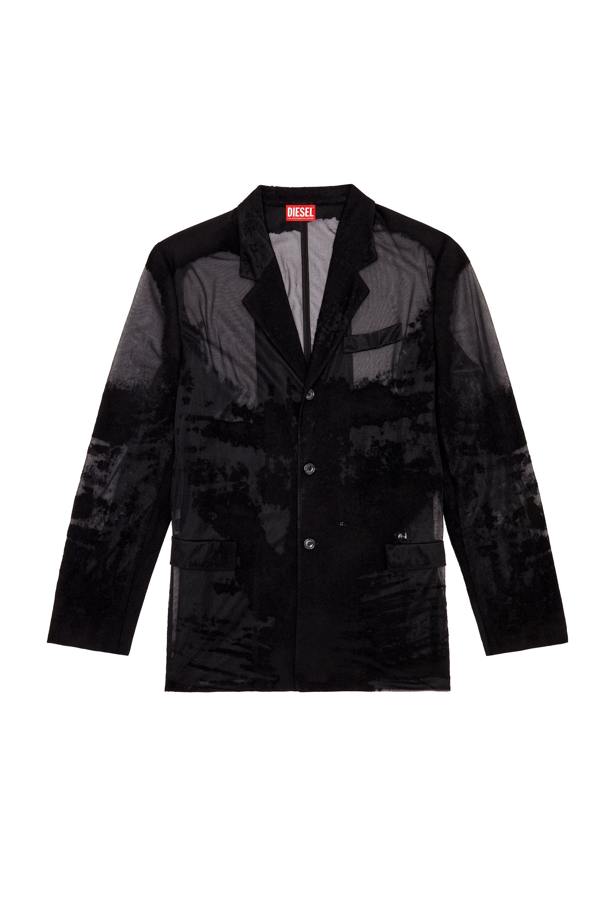 Diesel - J-REG, Man Tailored jacket in devoré cool wool in Black - Image 3