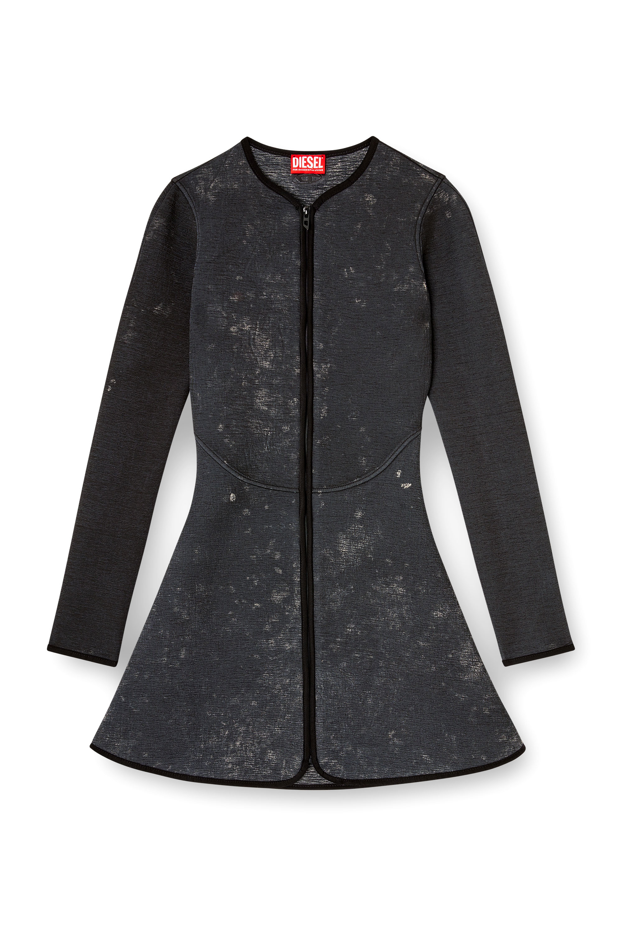 Diesel - D-EOPRE, Woman's Short dress in marbled scuba in Dark grey - 2