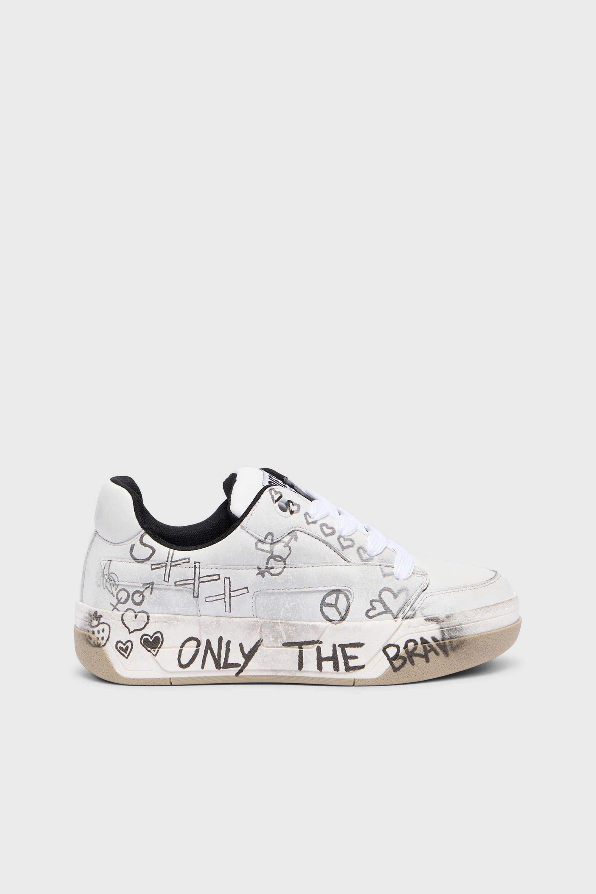 D-Ollie-Leather sneakers with graffiti print