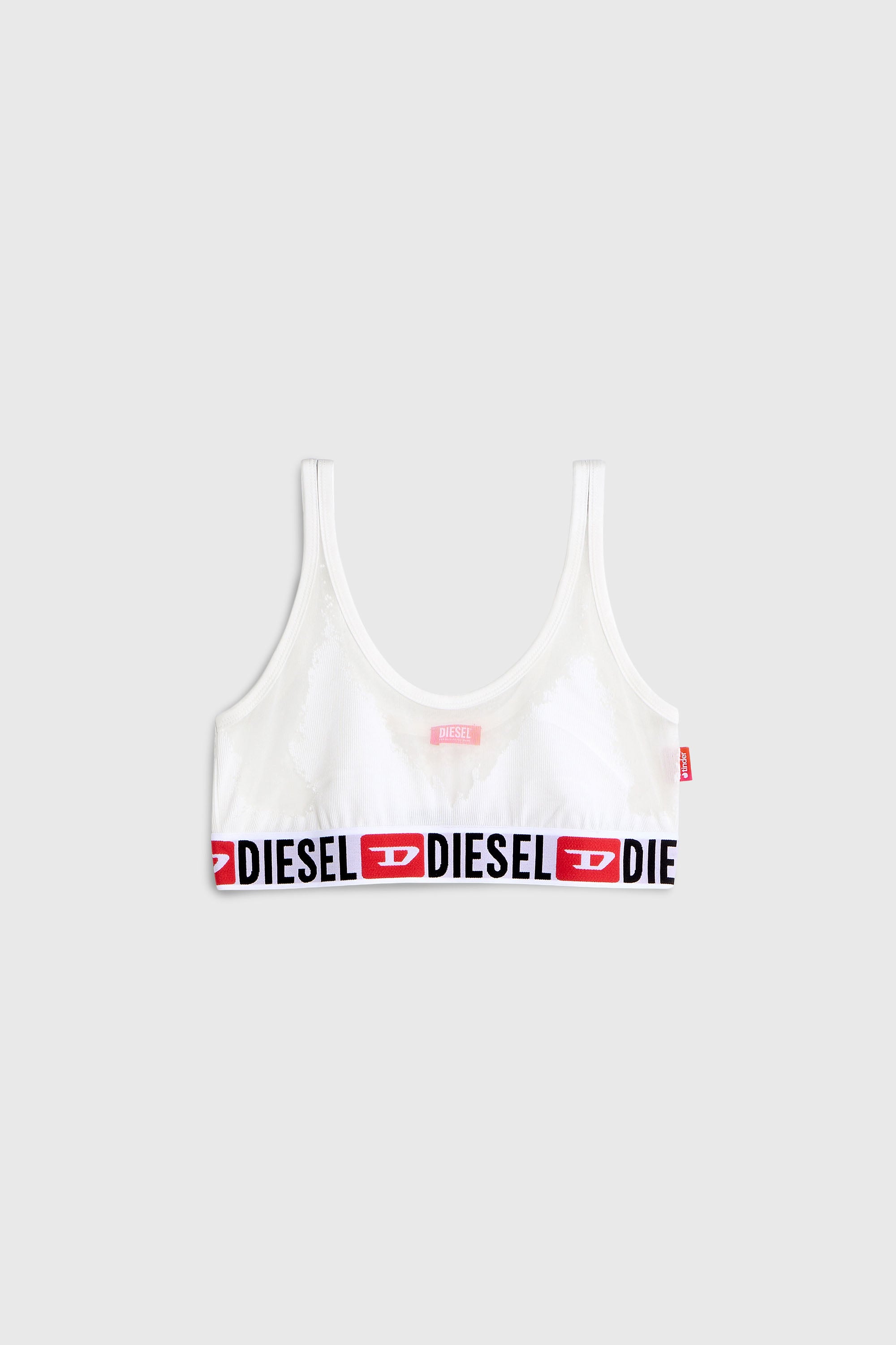 Diesel - PR-ORIBA-D-CORE, Woman's Bralette with sheer devor&eacute; effect in White - 1