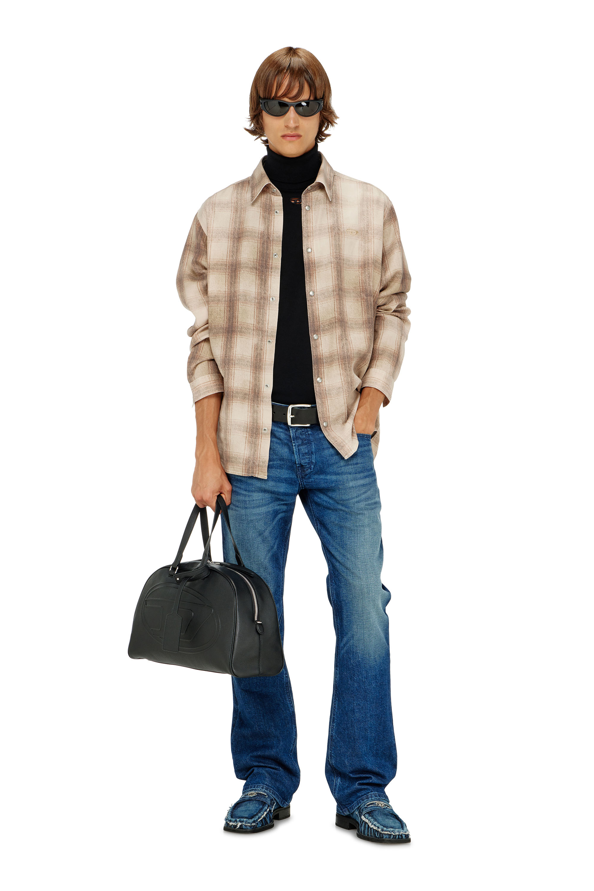 Diesel - K-VARTA, Man's Wool turtleneck jumper with cut-out logo in Black - 2