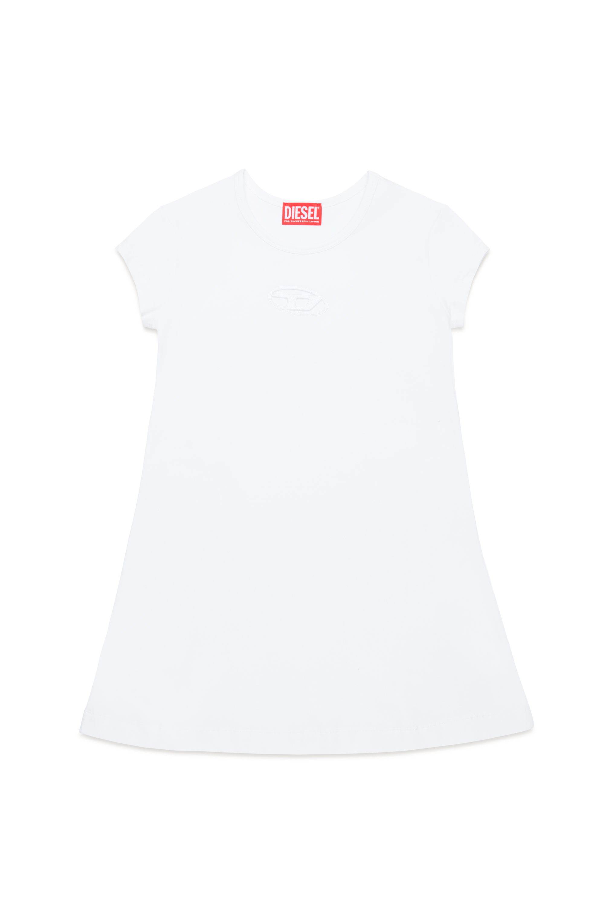 Diesel - DANGIELAM, Woman's T-shirt dress with cut-out Oval D logo in White - 1