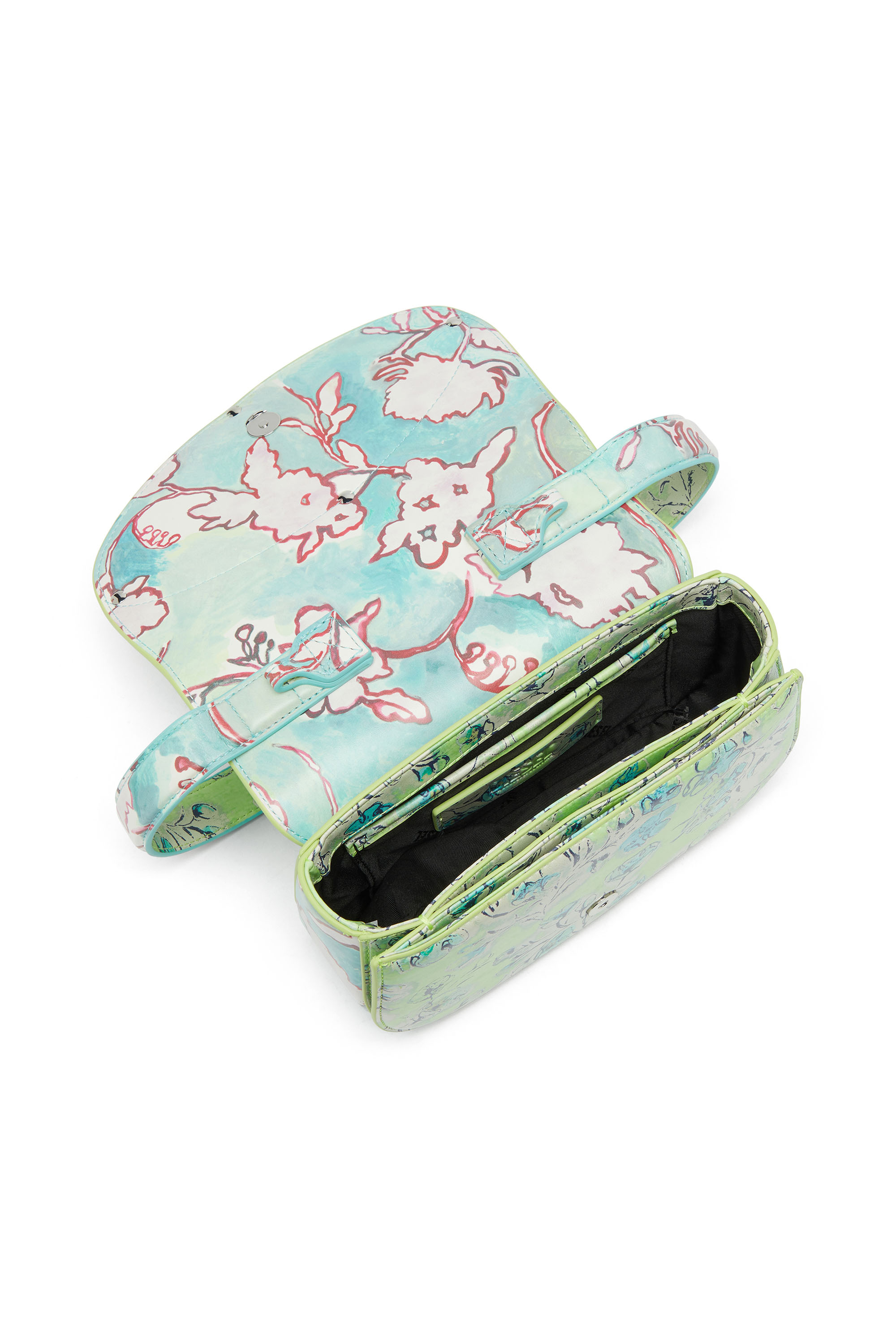 Diesel - 1DR, Woman's 1DR-Iconic shoulder bag with floral print in Green - 3
