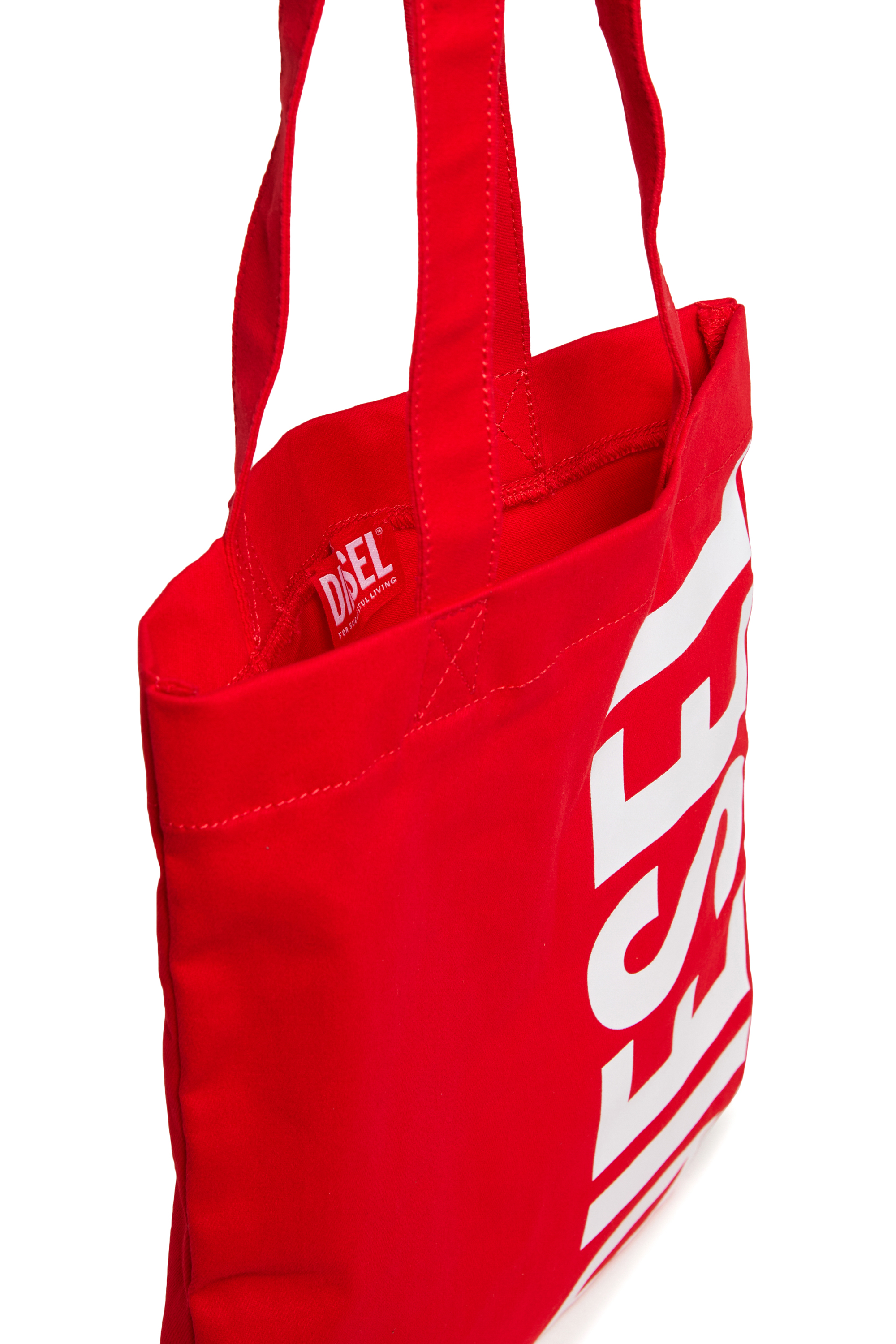 Diesel - WRELD, Woman's WRELD-Canvas bag with maxi logo print in Red - 4