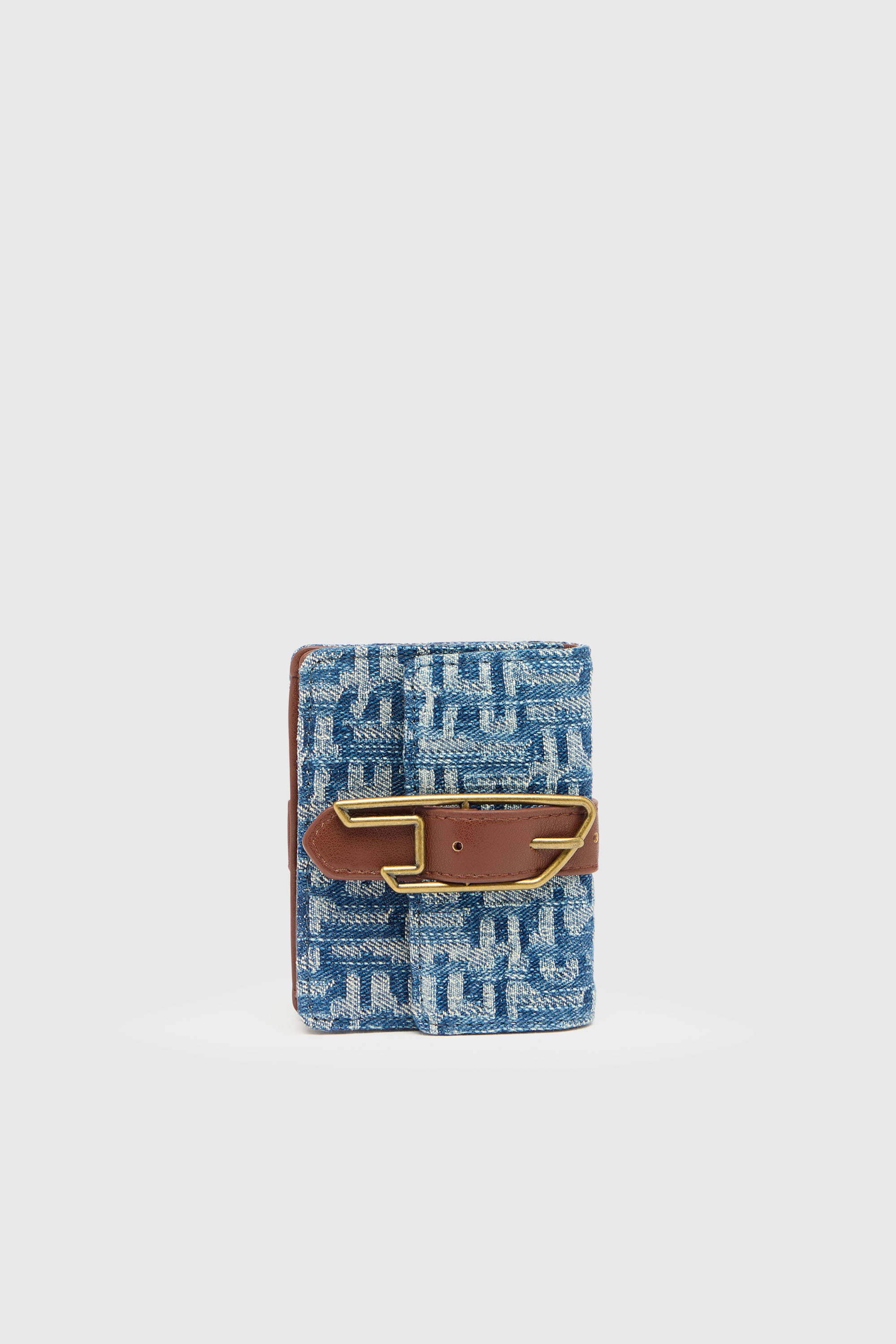 Card holder in monogram denim with belt detail