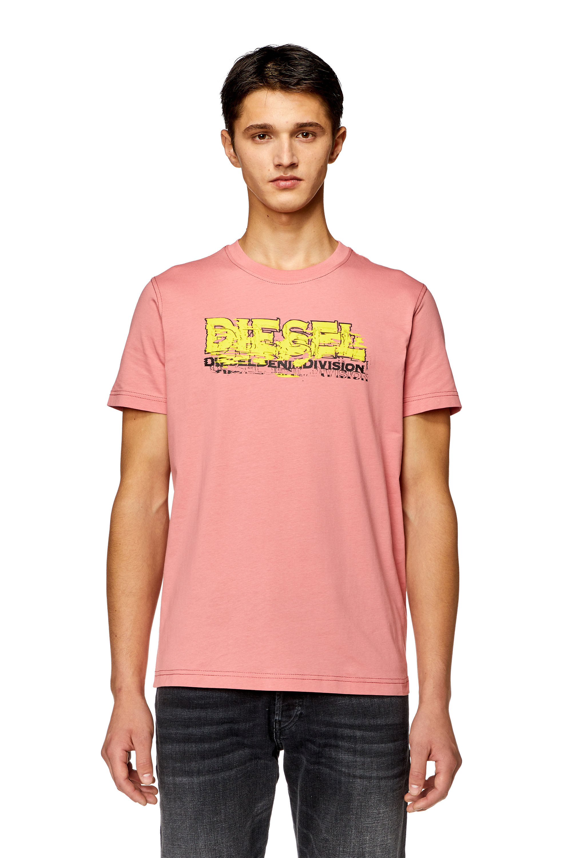 Diesel - T-DIEGOR-K70, Man's T-shirt with glitchy logo in Pink - 2
