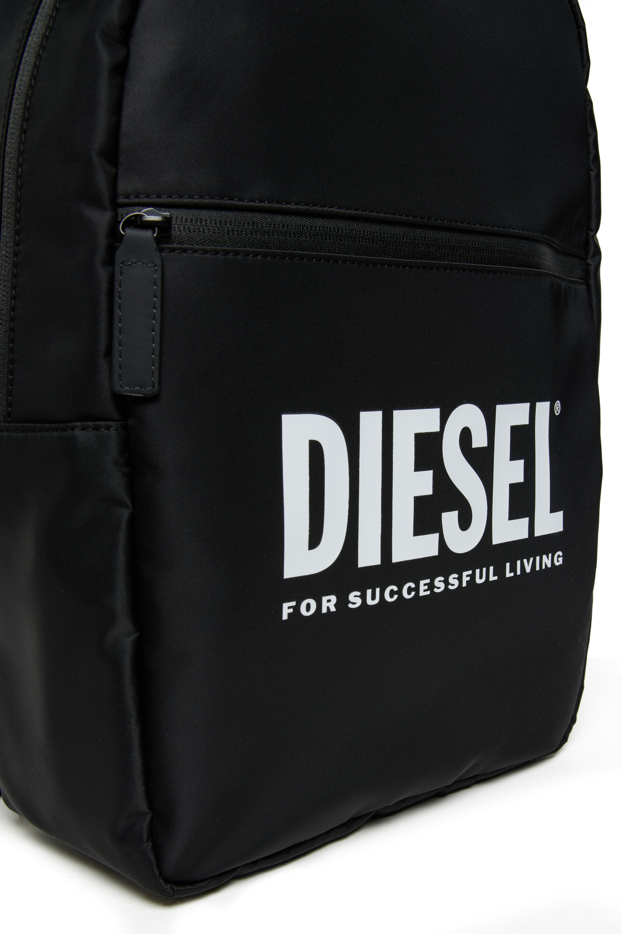 Diesel - WISDEL, Man's WISDEL-Nylon backpack with logo print in Black - 3