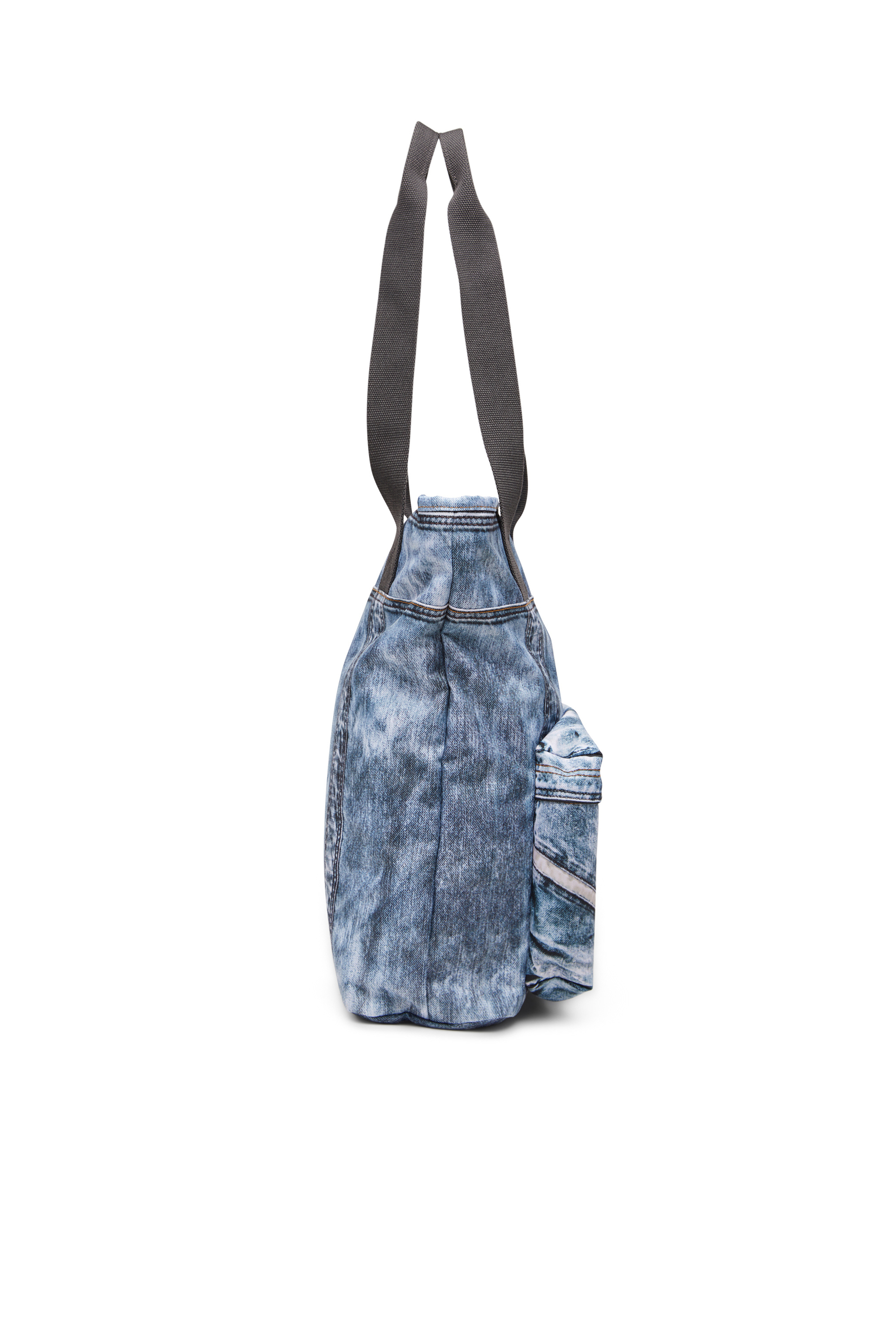 Diesel - DIESEL TOTE, Unisex's Tote bag in trompe l'oeil denim in Blue - 4