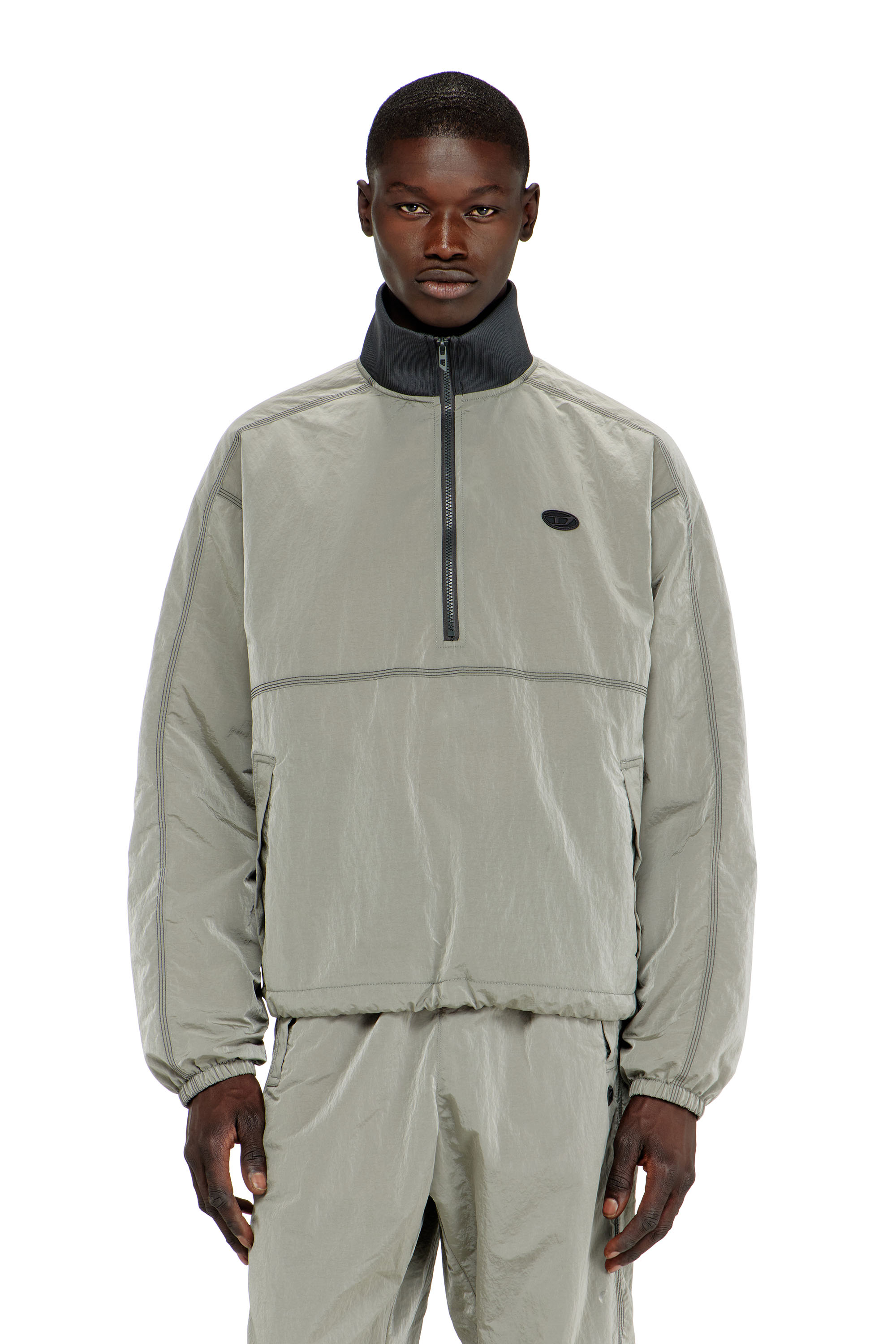 Diesel - J-ANOK, Man's Nylon jacket with crinkle effect in Light Grey - 3