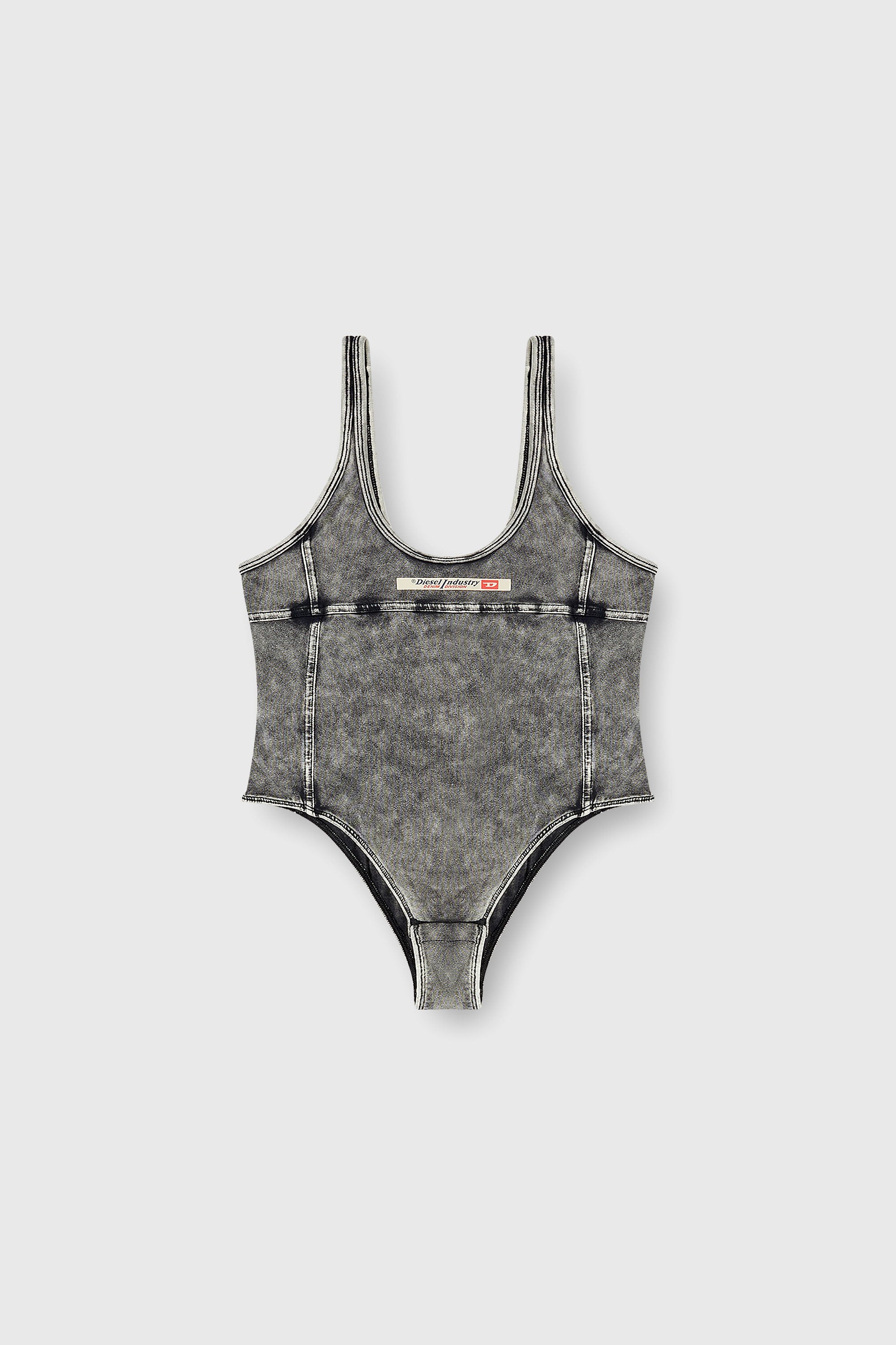 Diesel - PHOEBE-DNM, Woman's Bodysuit in denim-effect jersey in Dark grey - 2