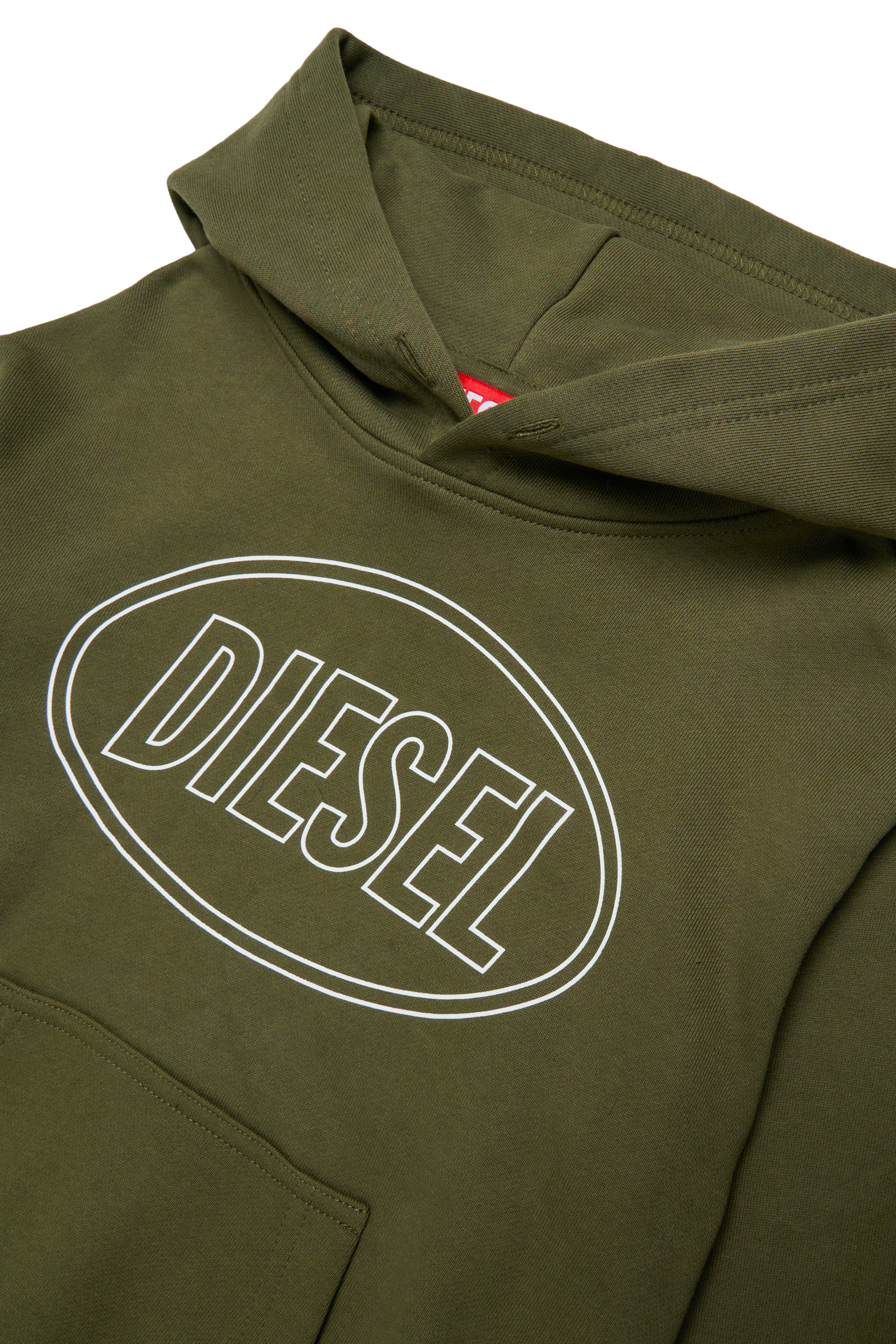 Diesel - SCIRCLEHOOD OVER, Man's Hoodie with Diesel logo print in Military Green - 3