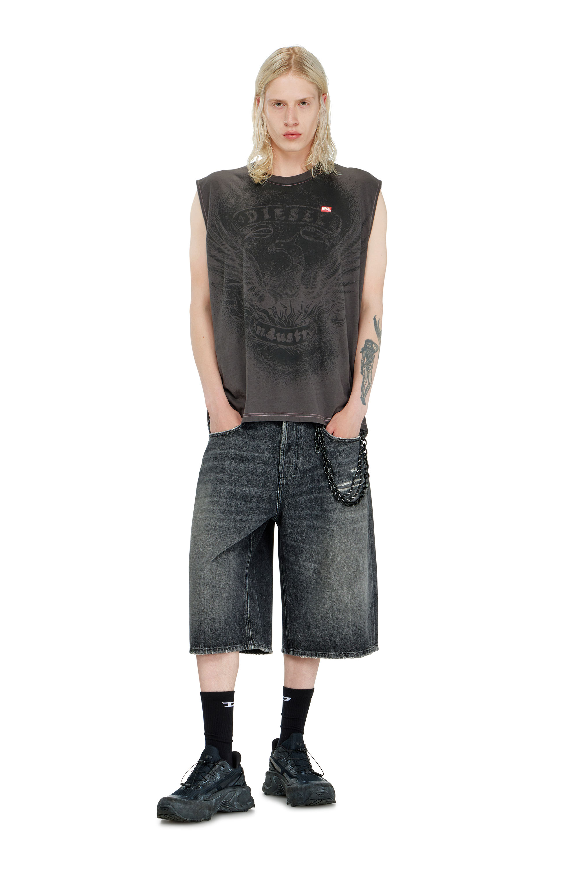 Diesel - T-BOXT-SL-NOTCH, Man's Sleeveless top in cotton with tonal graphic in null - 2