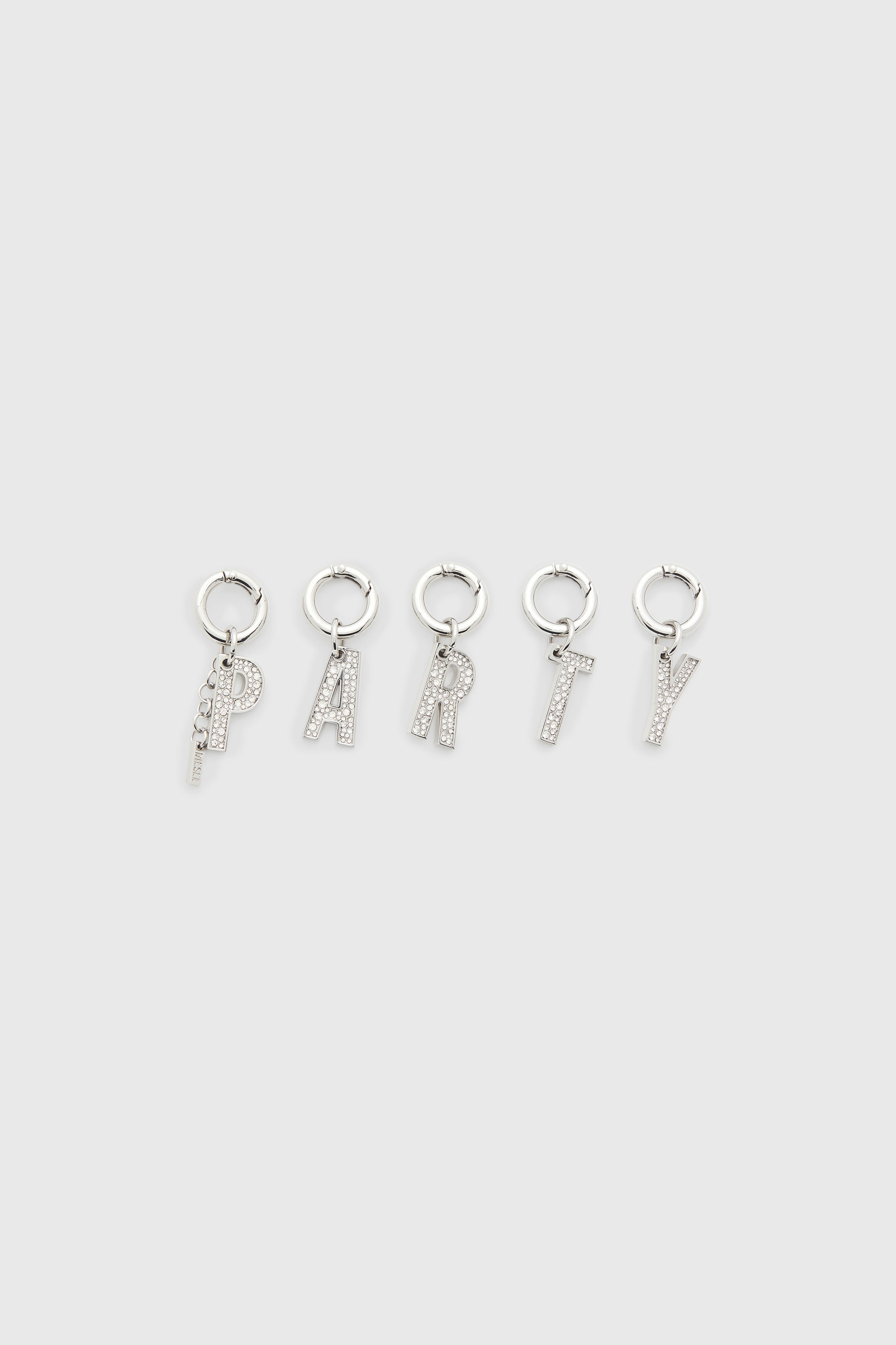 Metal PARTY charms with rhinestones