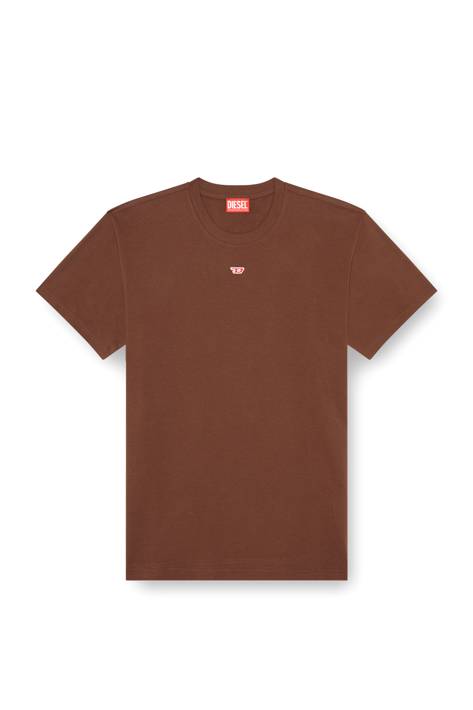 Diesel - T-BOXT-D, Unisex's T-shirt with embroidered D patch in Brown - 3