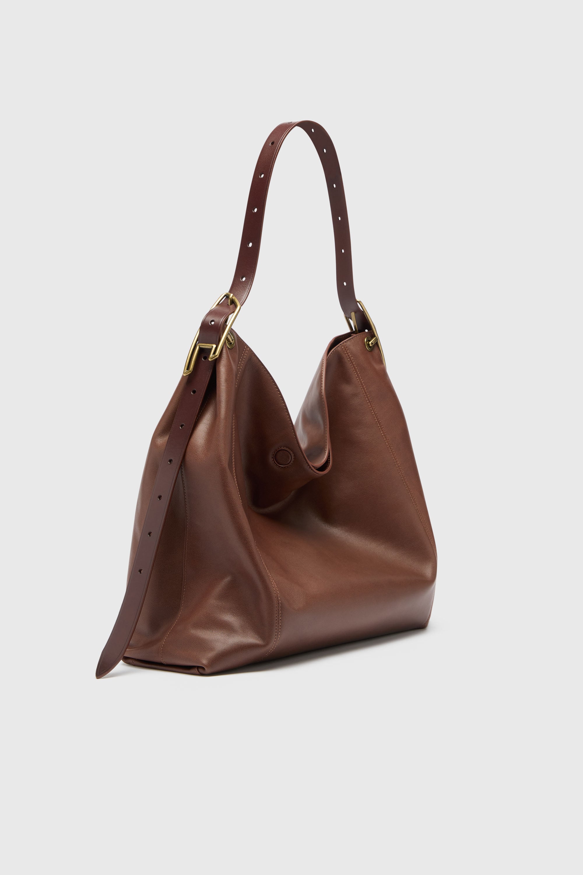 Diesel - D-LINE HOBO L, Woman's D-Line-Hobo bag in leather in Dark Brown - 2