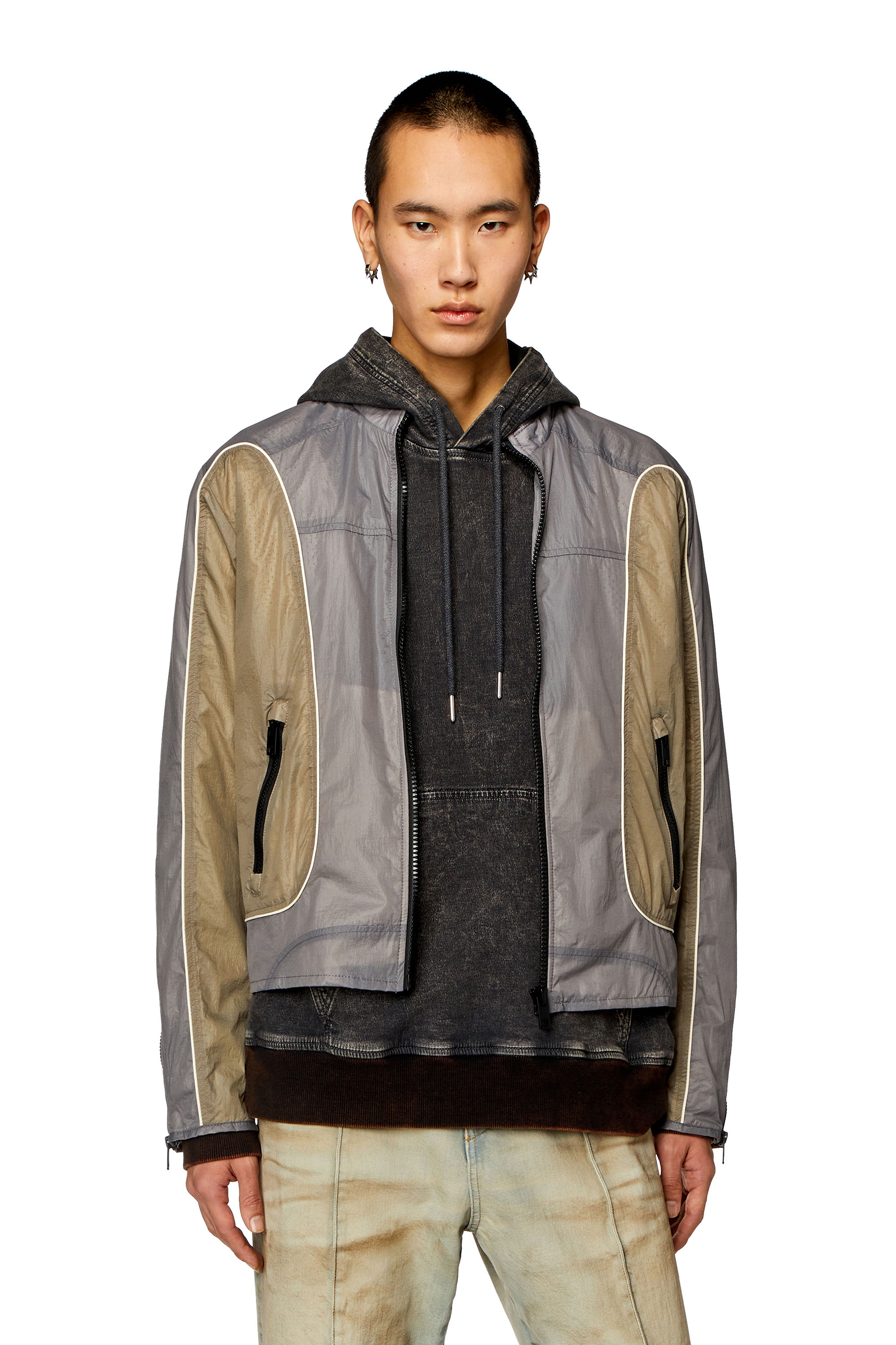 Diesel - J-BLINKID-A, Man Nylon jacket with contrast detailing in Multicolor - Image 1