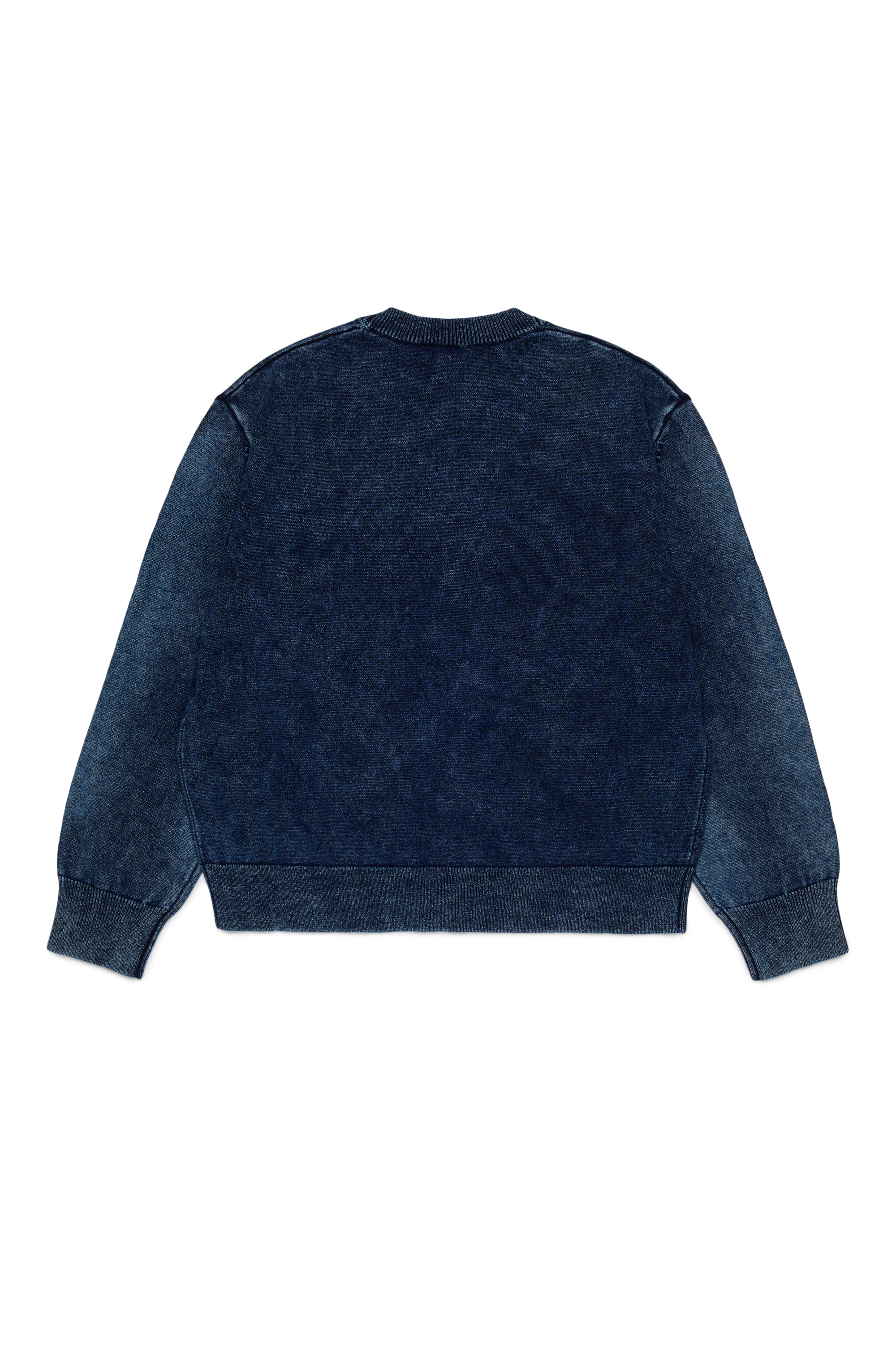 Diesel - KFINNIC CARDIGAN OVER, Man's Denim-effect cardigan with phoenix motif in Dark Blue - 2
