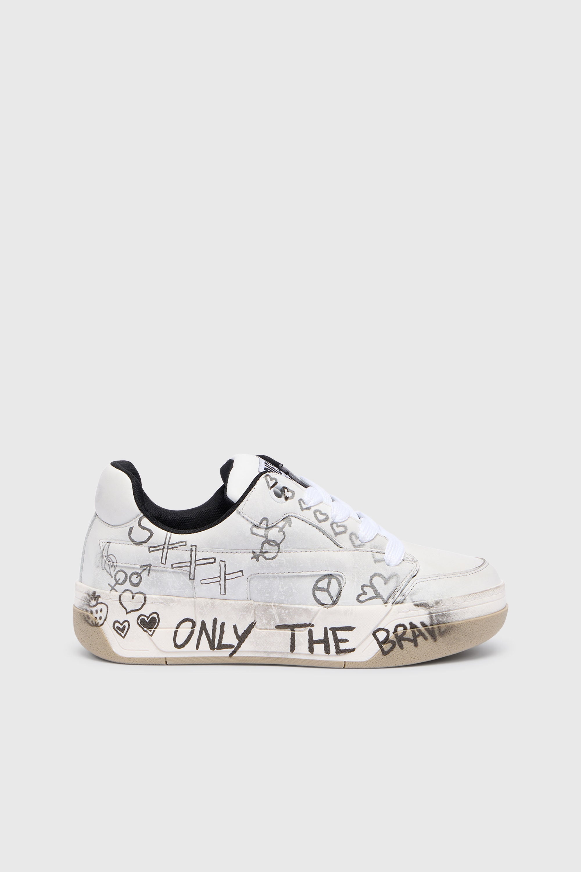 D-Ollie-Leather sneakers with graffiti print
