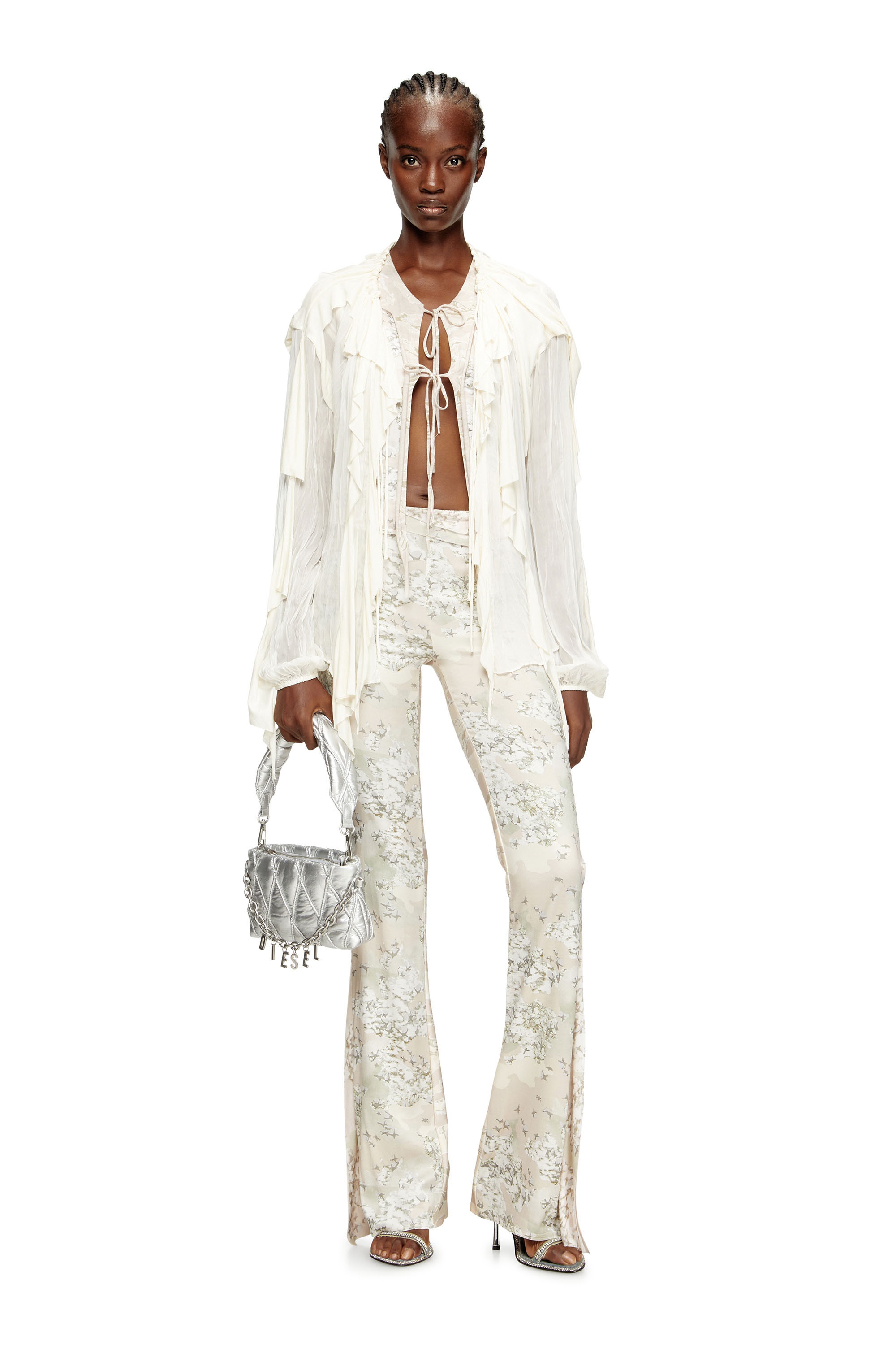 C-LASSY, White Diesel - C-LASSY, Woman's Flounce blouse in crinkled muslin in White - 1