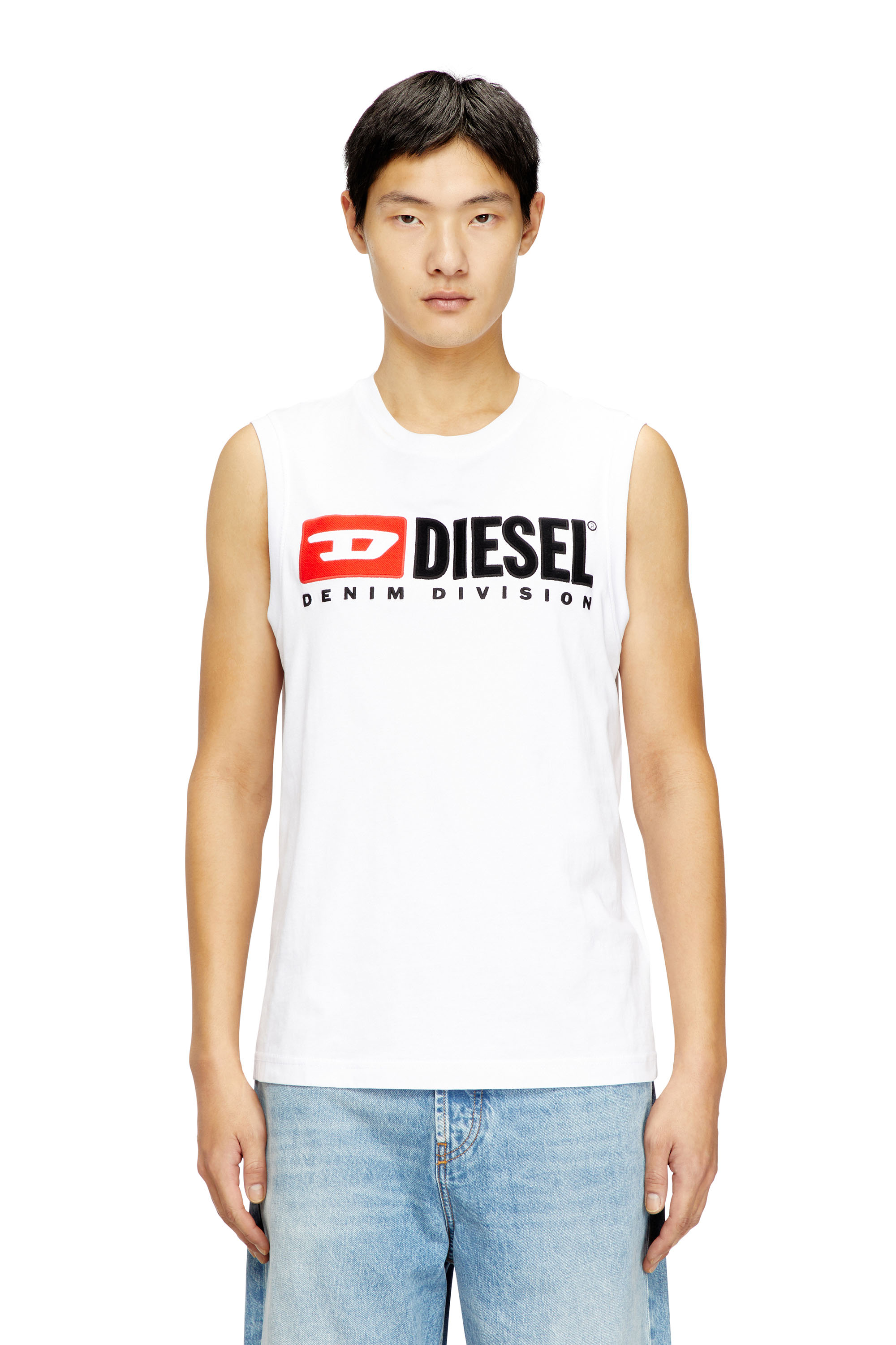 Diesel - T-ISCO-DIV, Man's Tank top with chest logo print in White - 3