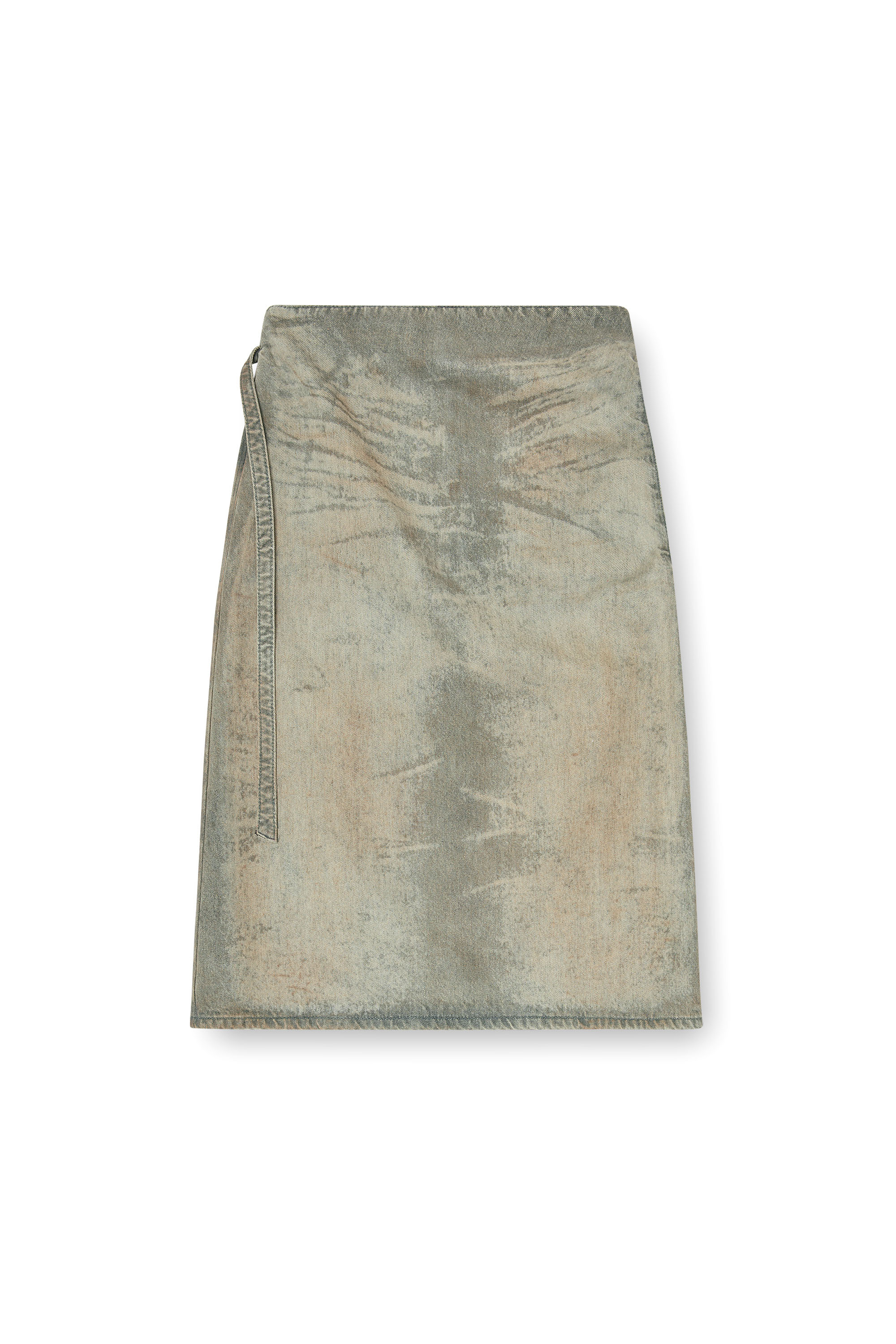 Diesel - DE-MORIKA-FSI, Woman's Midi skirt in cotton-hemp satin denim in Grey - 2