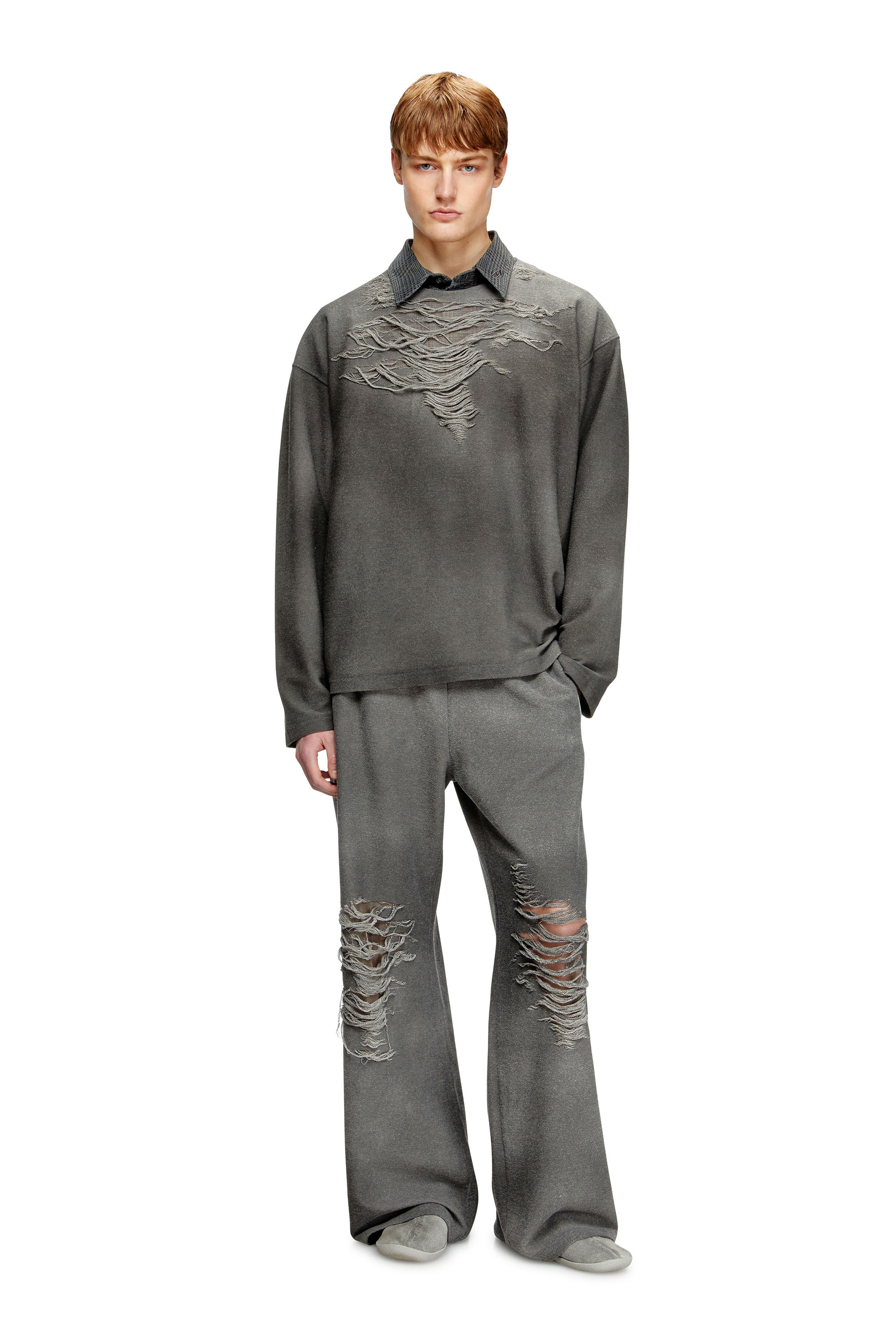 Diesel - P-PERCY, Man's Track pants with distressed front in Grey - 1