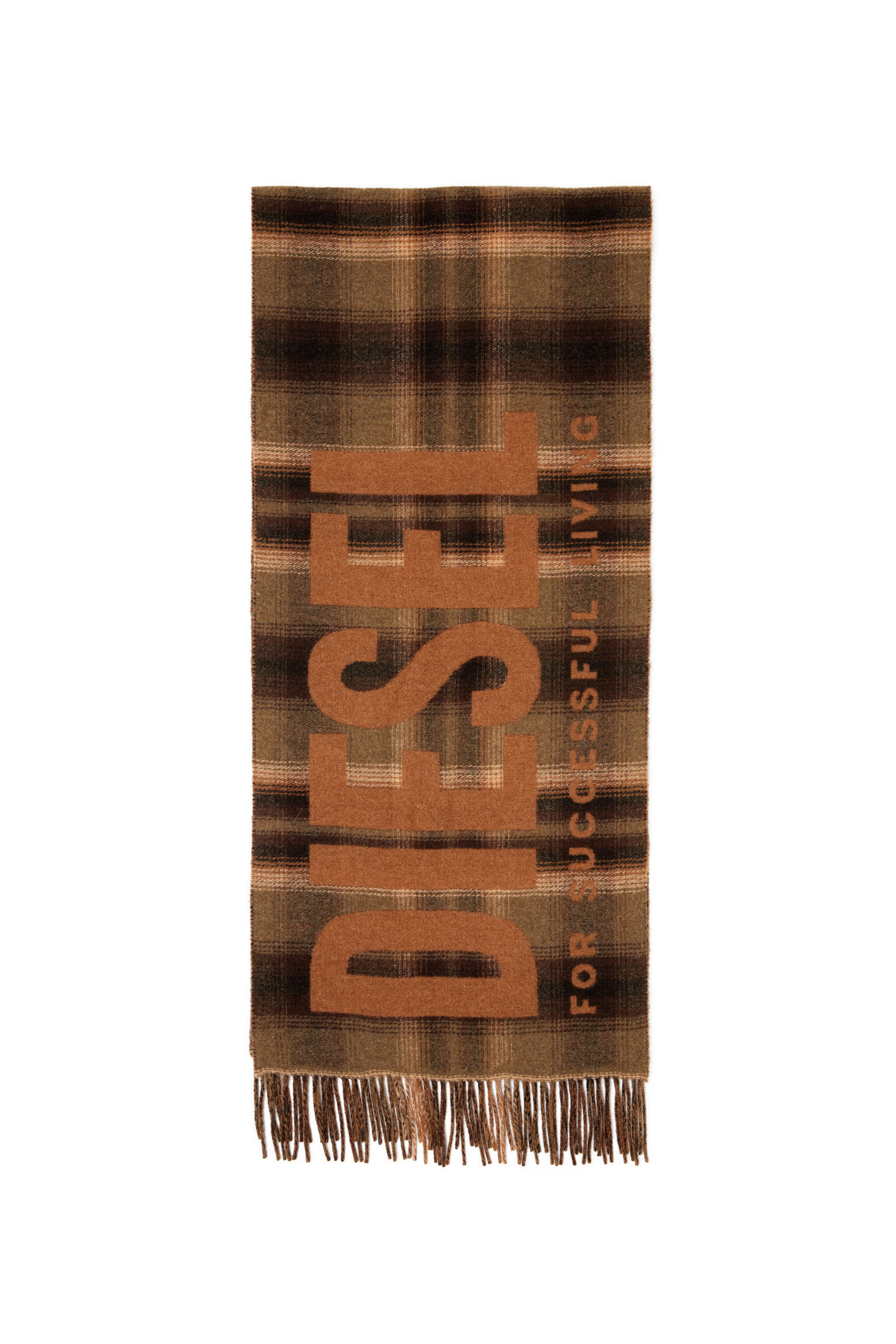Diesel - S-CHECK, Man's Wool-blend scarf with check pattern in Brown/Beige - 1