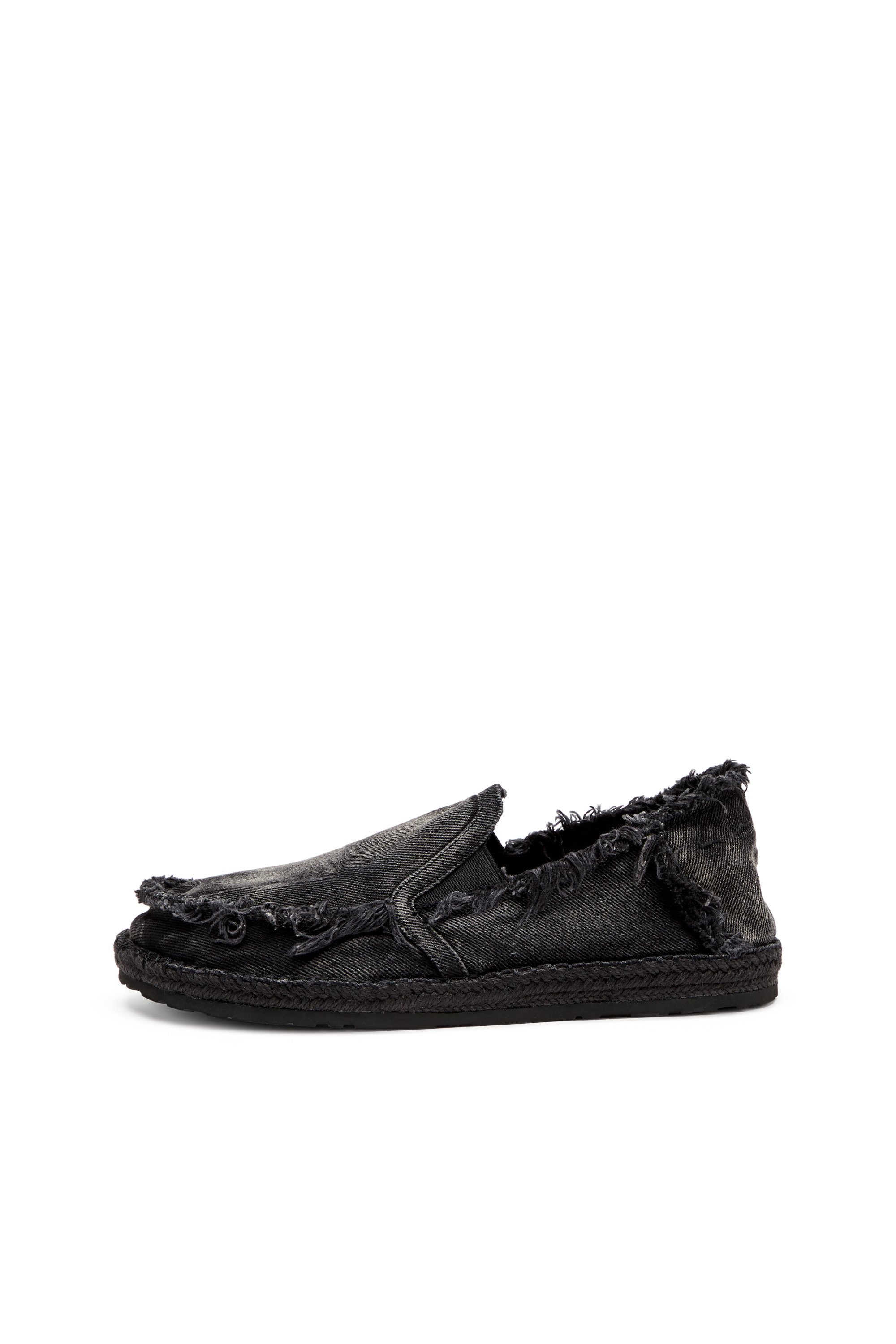 Diesel - D-LUKAS ESP, Man's D-Lukas-Espadrille loafers in distressed denim in Black - 7