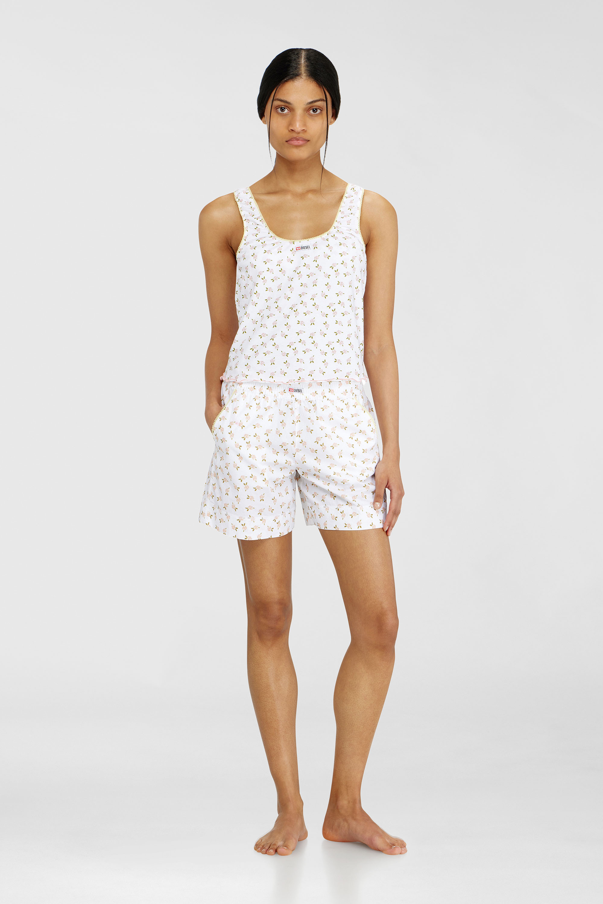 Stretch cotton top with floral print