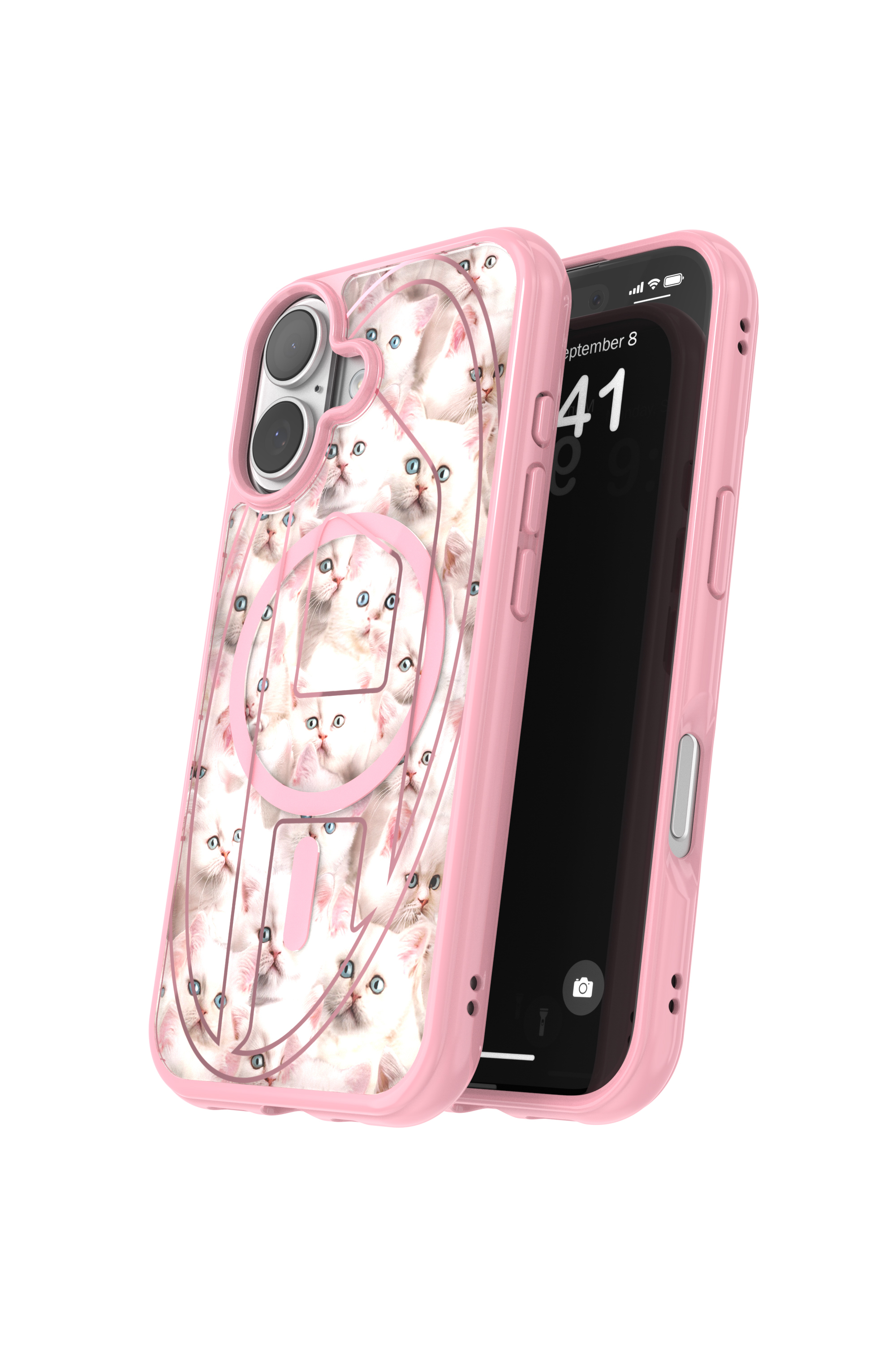 Diesel - 60423 AOP CASE, Unisex's Oval D cats case with magsafe for iPhone 17 in Pink - 3