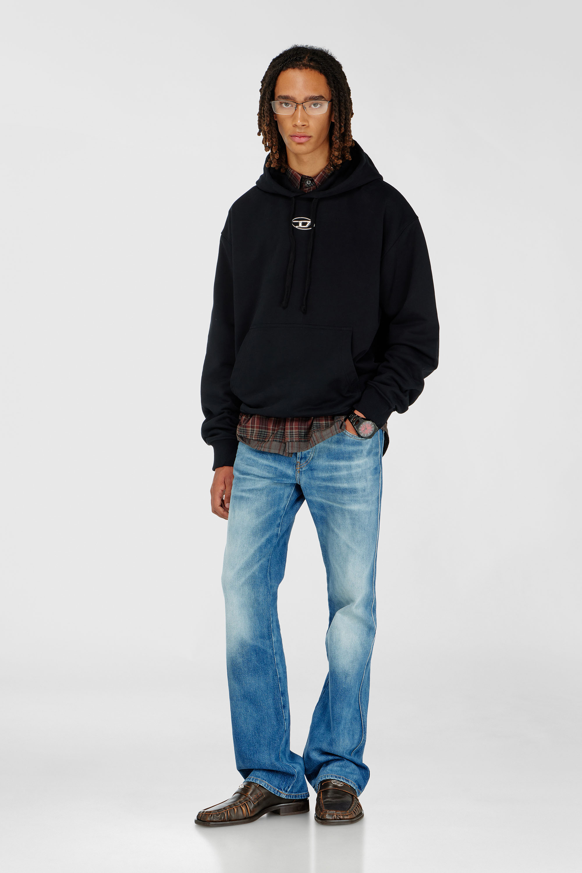 Diesel - S-MACS-HOOD-OD, Man's Oversized hoodie with metallic logo in Black - 1