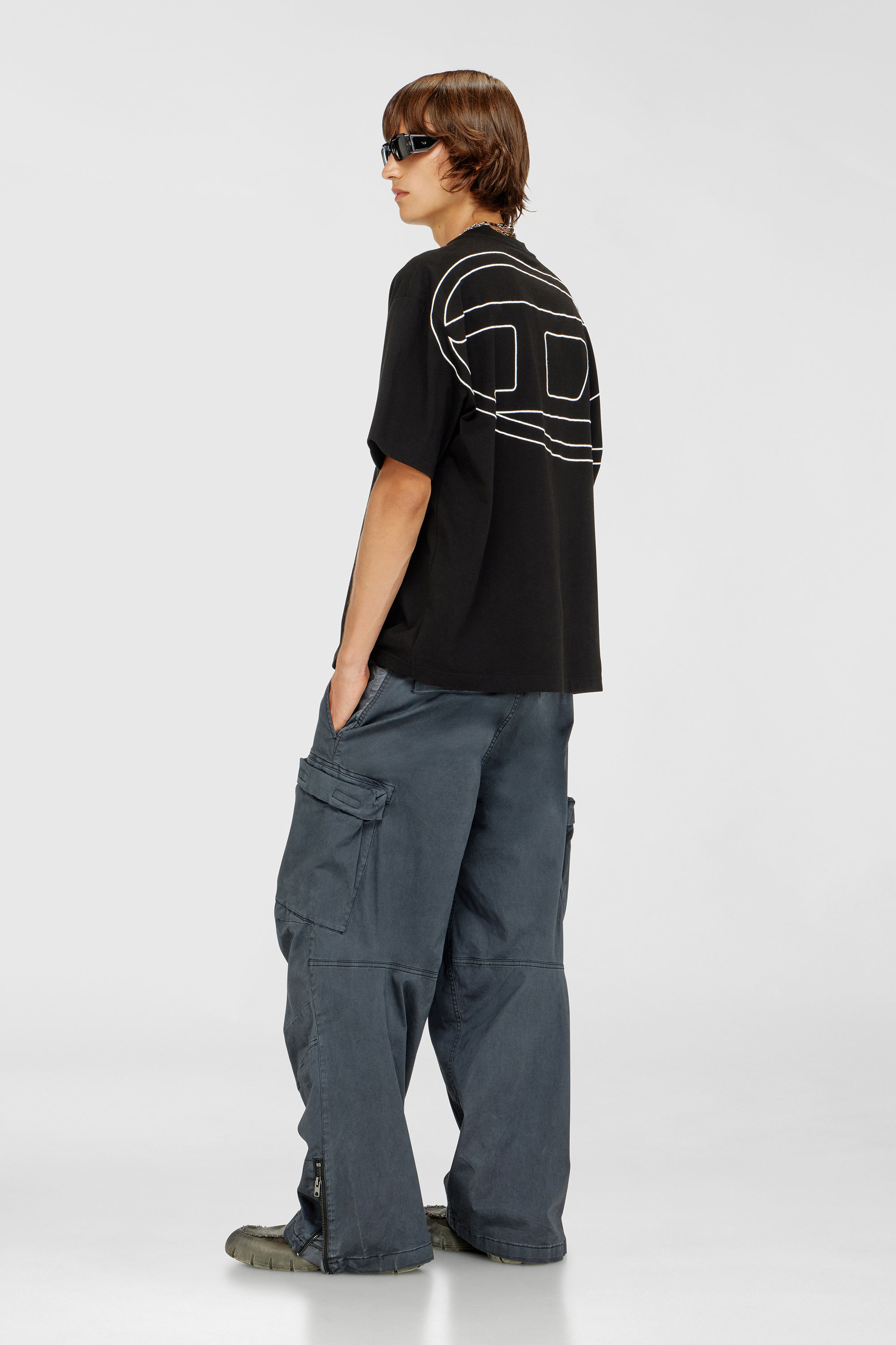 Diesel - T-BOGGY-MEGOVAL-D, Man's T-shirt with maxi oval D embroidery in Black - 2