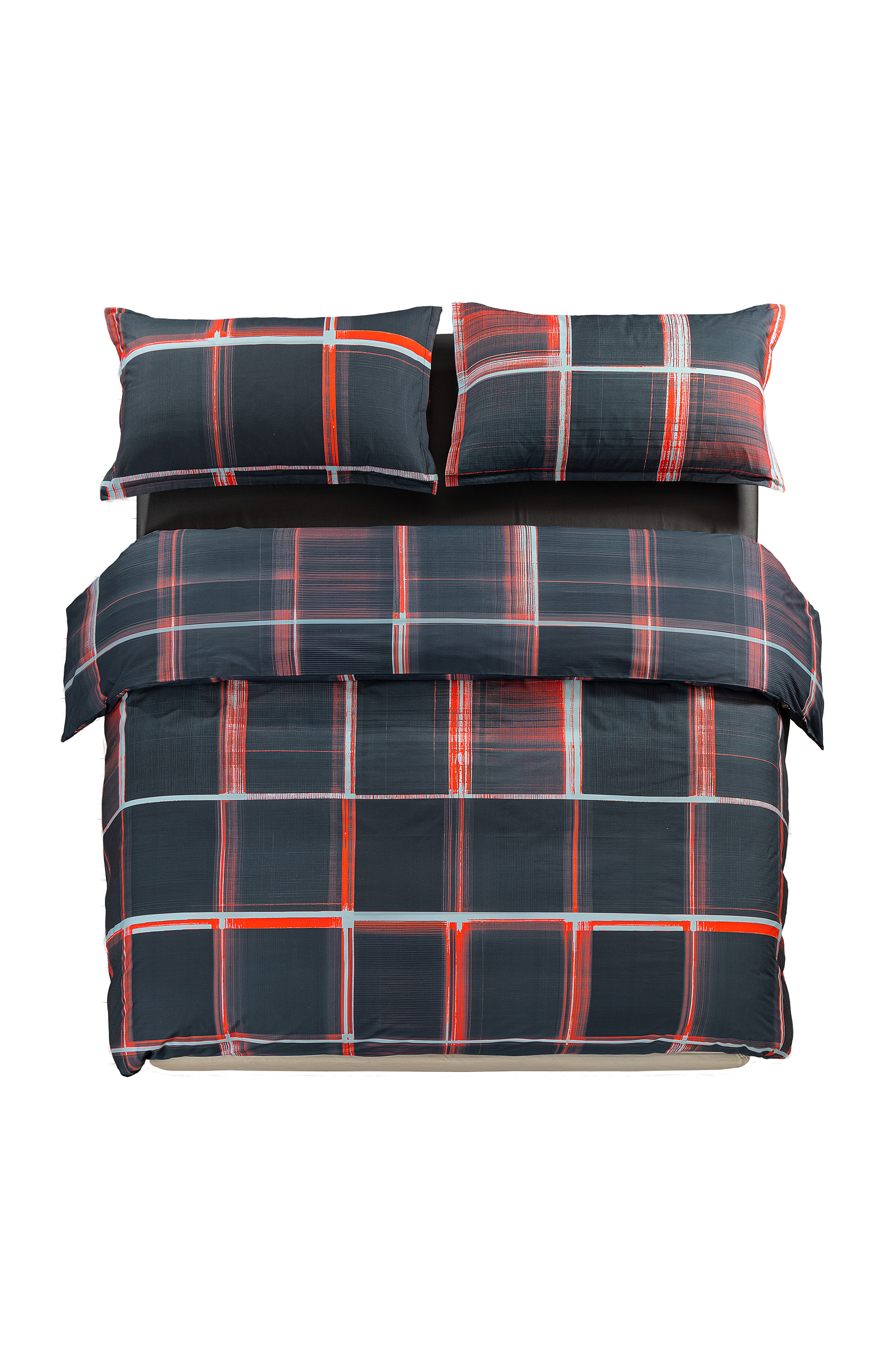 1016331 PSYCHEDELIC CHECKS DARK  DUVET C, Black/Red