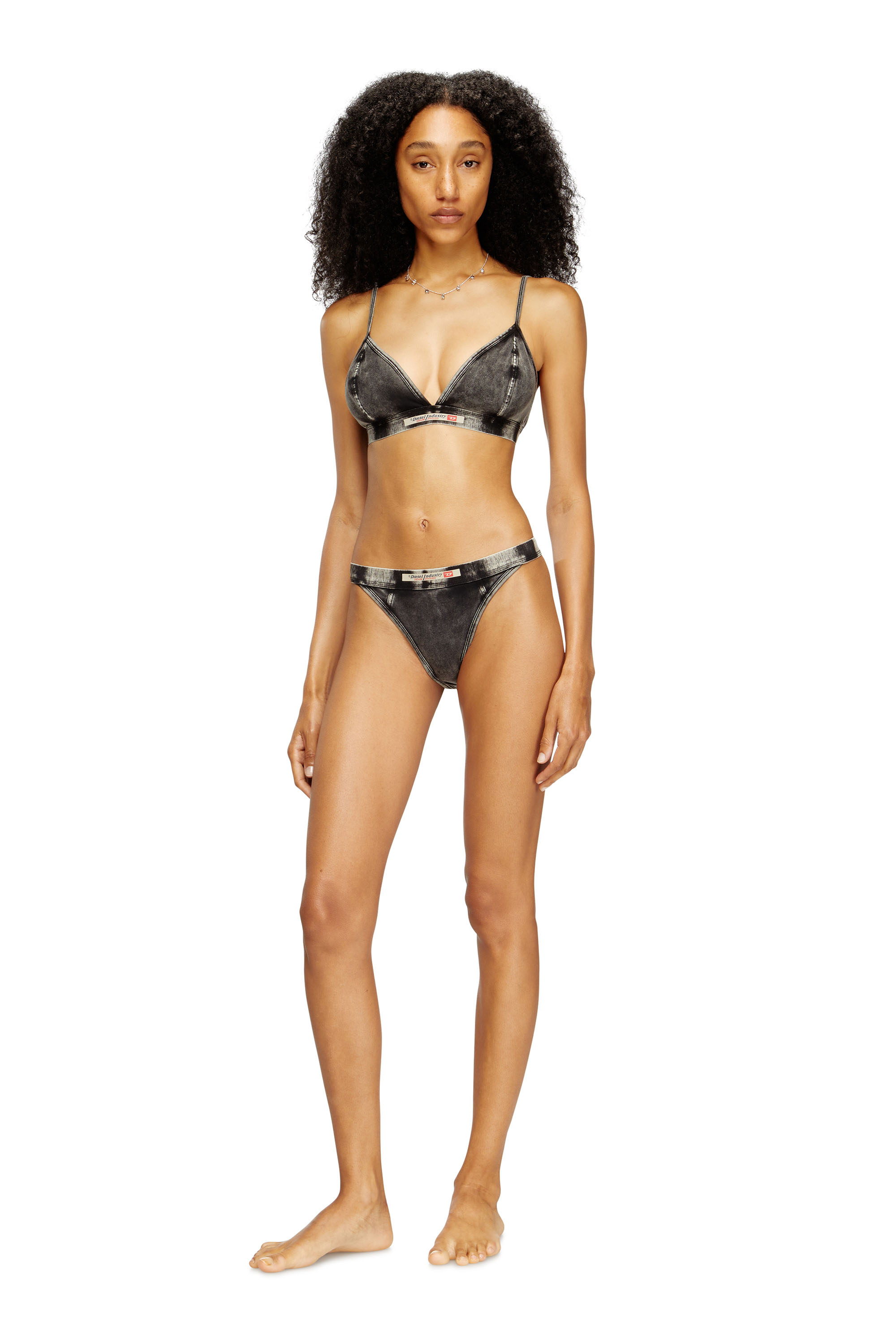 Diesel - SCILLA-DNM, Woman's Denim-effect triangle bra in Dark grey - 2