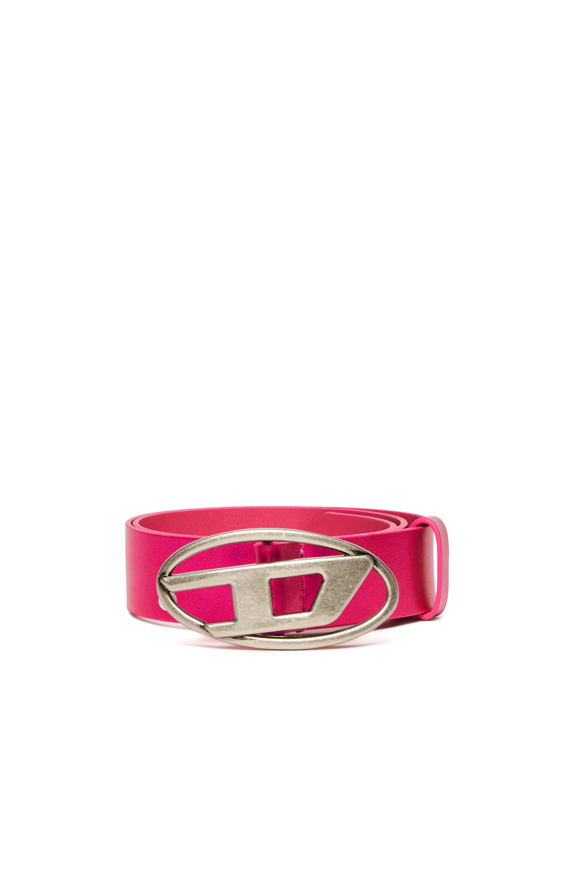 Diesel - B1DR, Unisex's Leather belt with Oval D buckle in Hot pink - 1