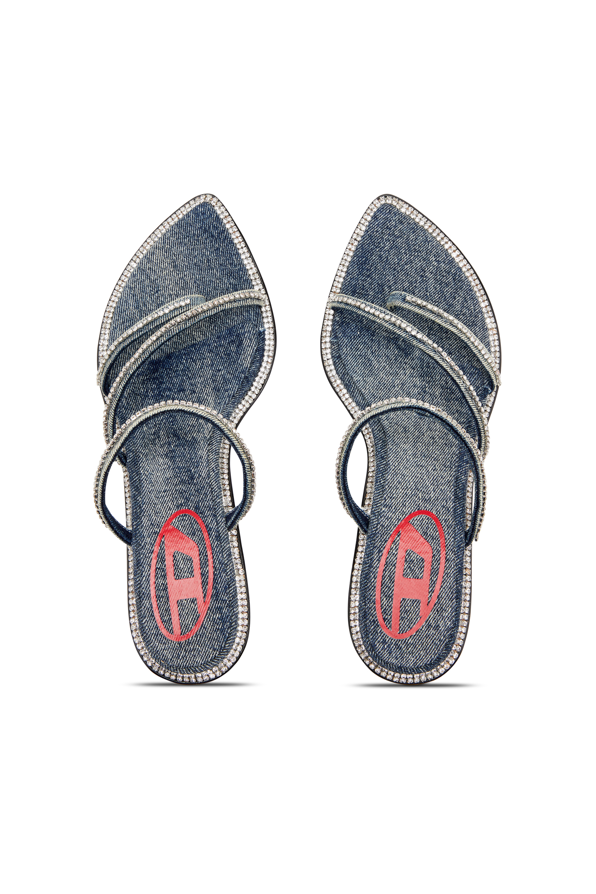 Diesel - D-HAVANNA KITTIE, Woman's D-Havanna-Kitten-heel mules in crystal denim in Blue - 5