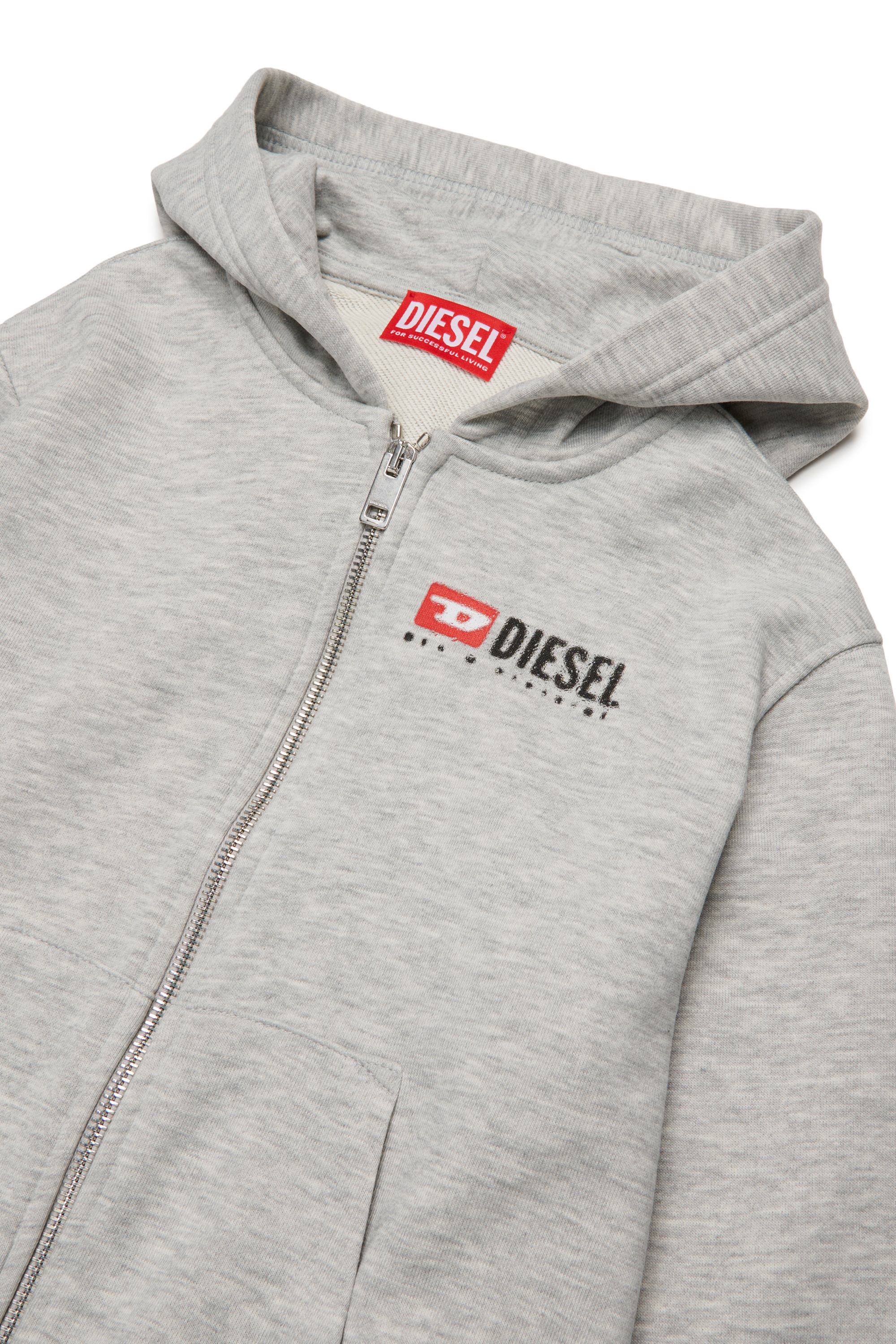 Diesel - SDROPSHOODZ OVER, Man's Cotton zip-up hoodie in Grey - 3