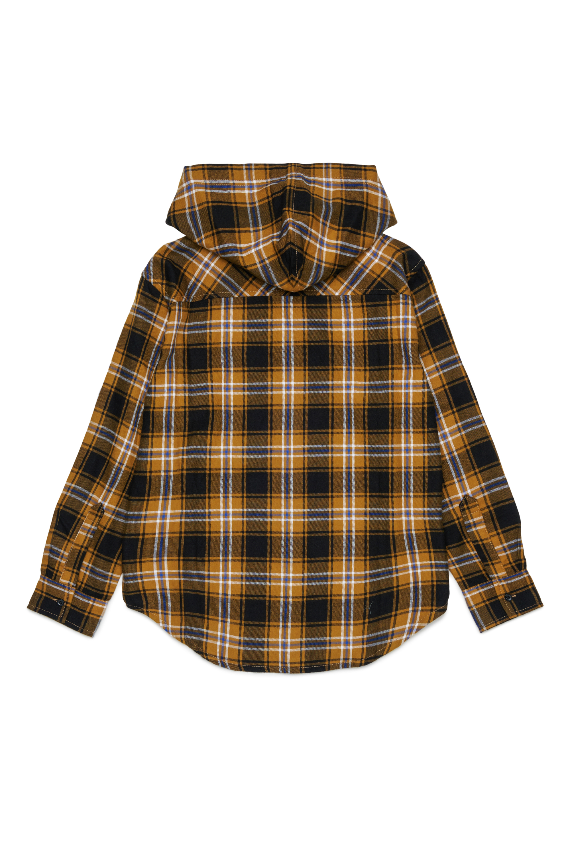 Diesel - CHECK OVER, Man's Hooded check shirt with Oval D embroidery in Brown - 2