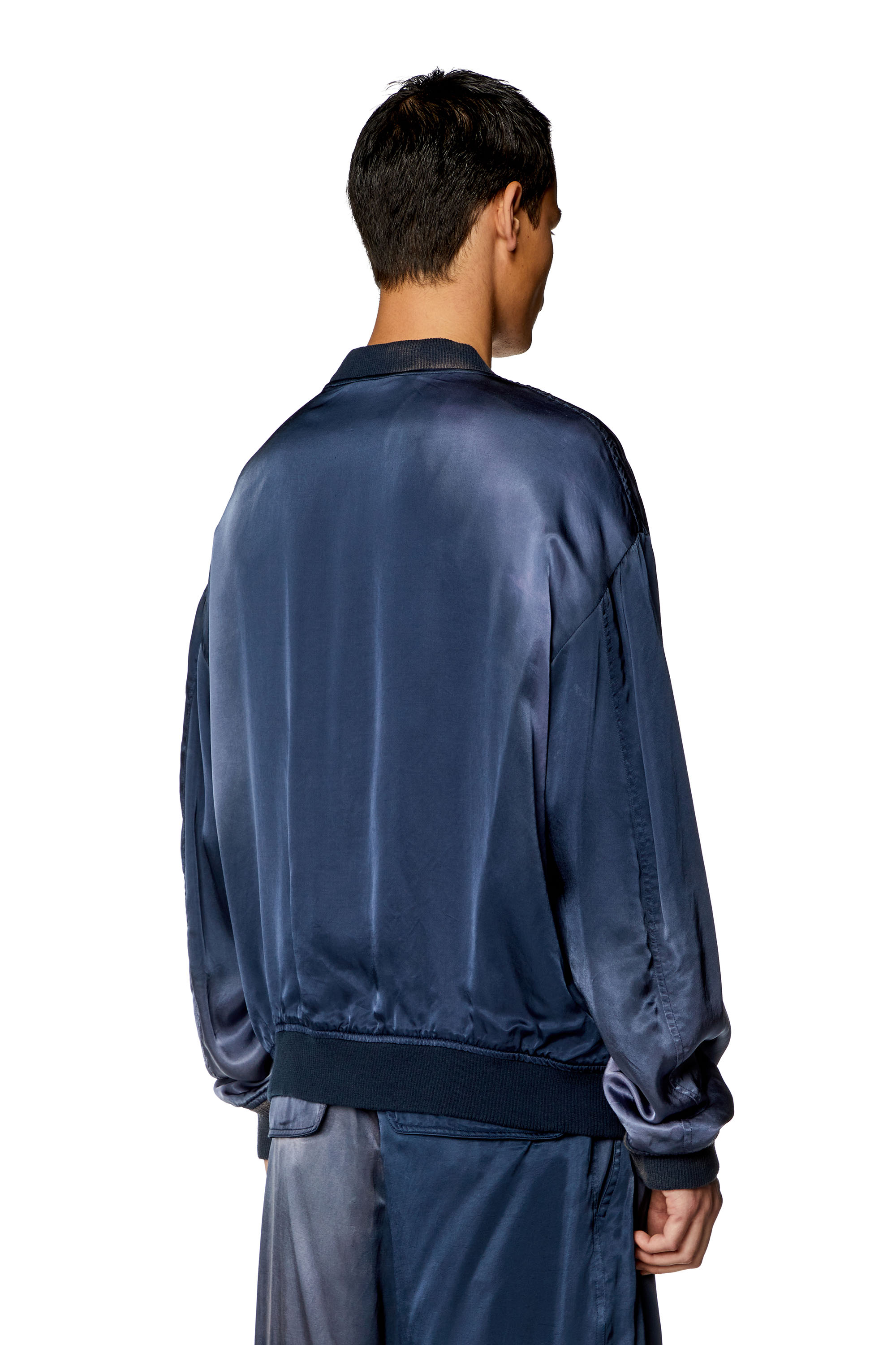 Diesel - J-MARTEX, Man Satin bomber jacket with faded effect in Blue - Image 4