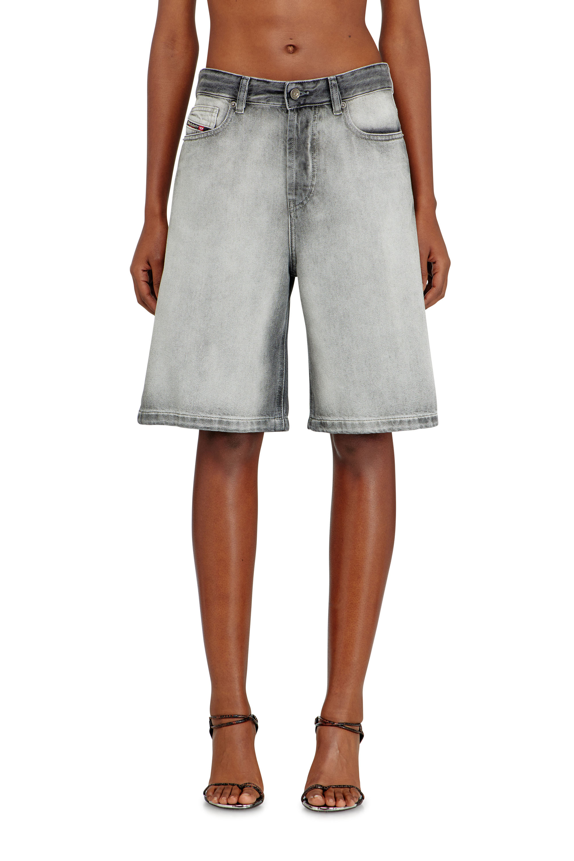 Diesel - DE-SIRE-SHORT-FSI, Woman's Shorts in soft skeleton denim in Grey - 3