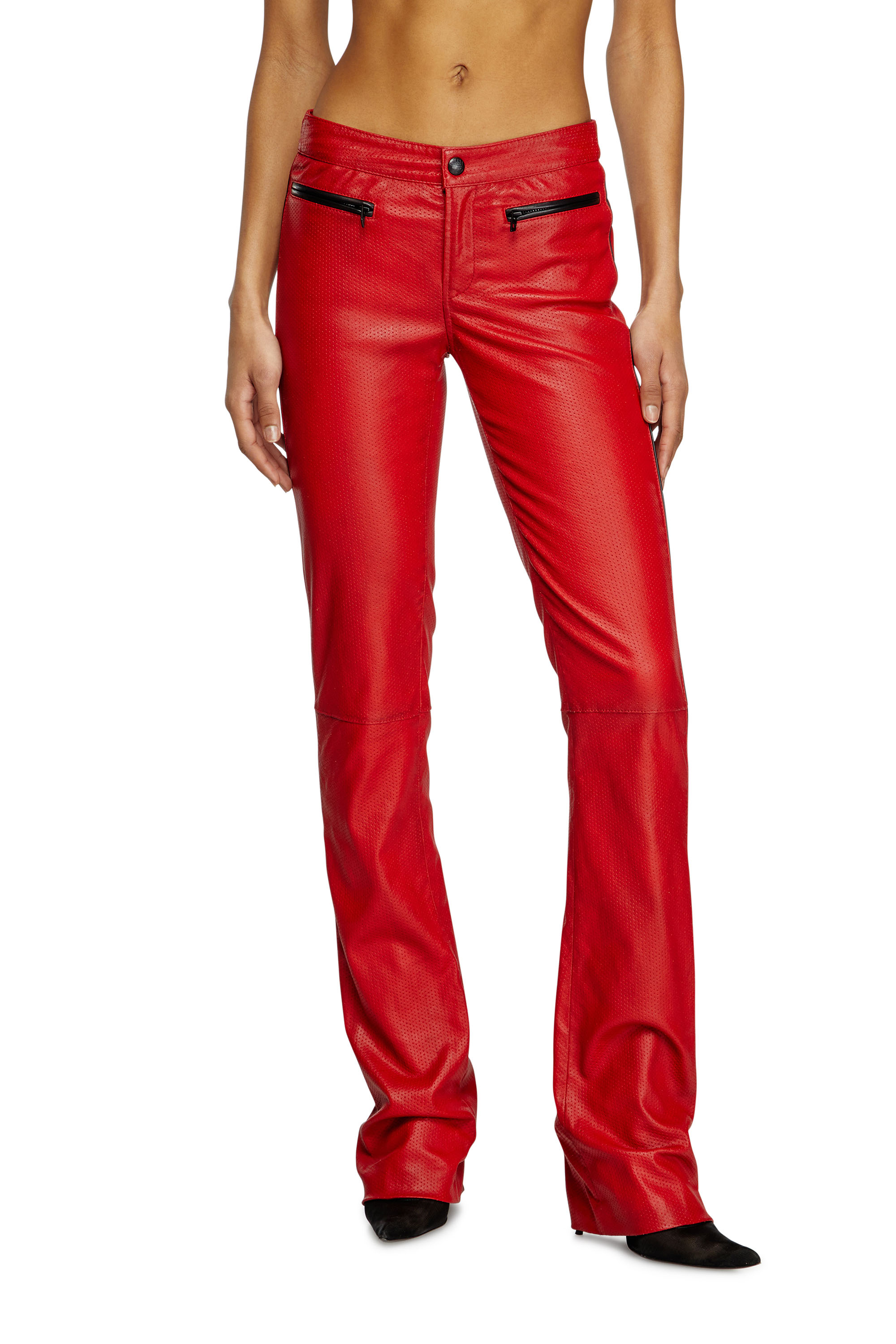 Diesel - L-INSEY, Woman's Biker pants in perforated stretch leather in null - 1