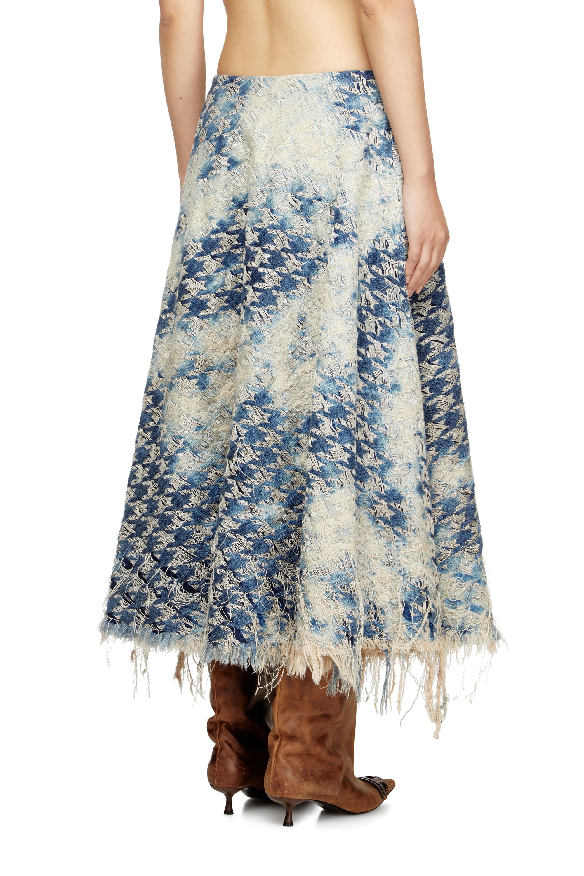 Diesel - DE-ANNET-FSH1, Woman's Midi skirt in houndstooth-weave denim in Medium blue - 4