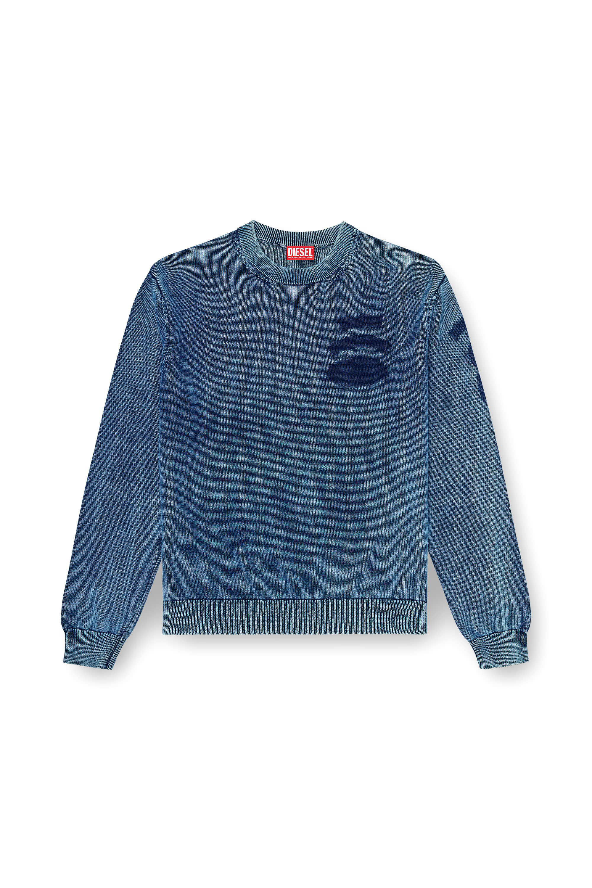 Diesel - K-PERNE, Man's Denim-look jumper with patch effects in Medium blue - 2
