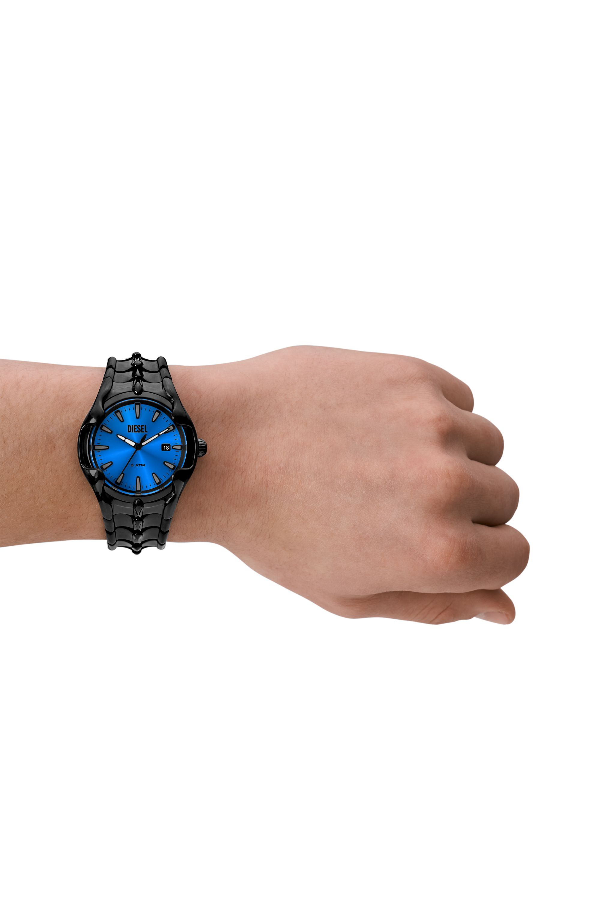 Diesel - DZ2198, Man Vert three-hand date black stainless steel watch in Black - Image 4