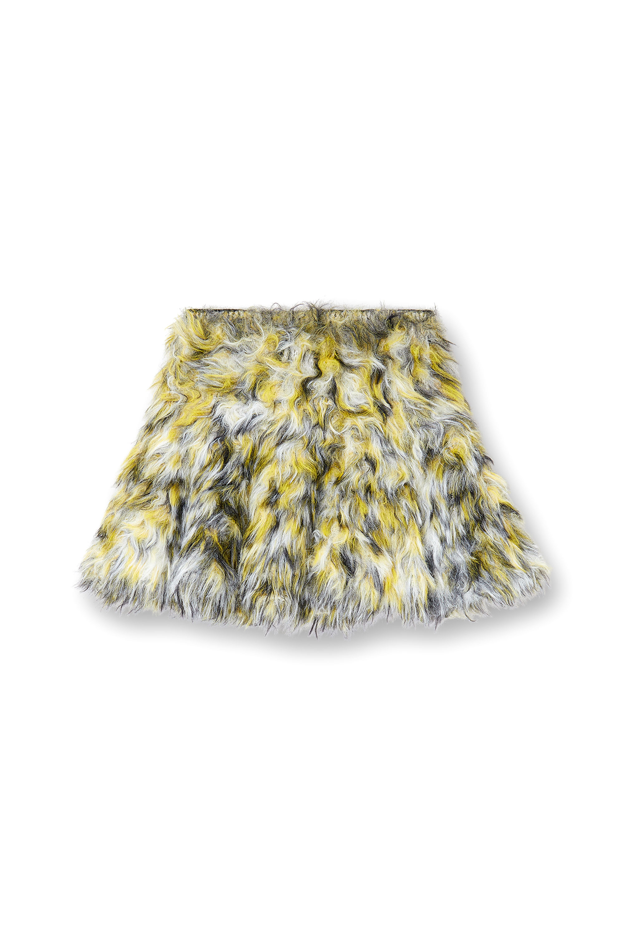 Diesel - M-ASTRELLA, Woman's Mini skirt in fluffy jacquard knit in Black/Yellow - 2