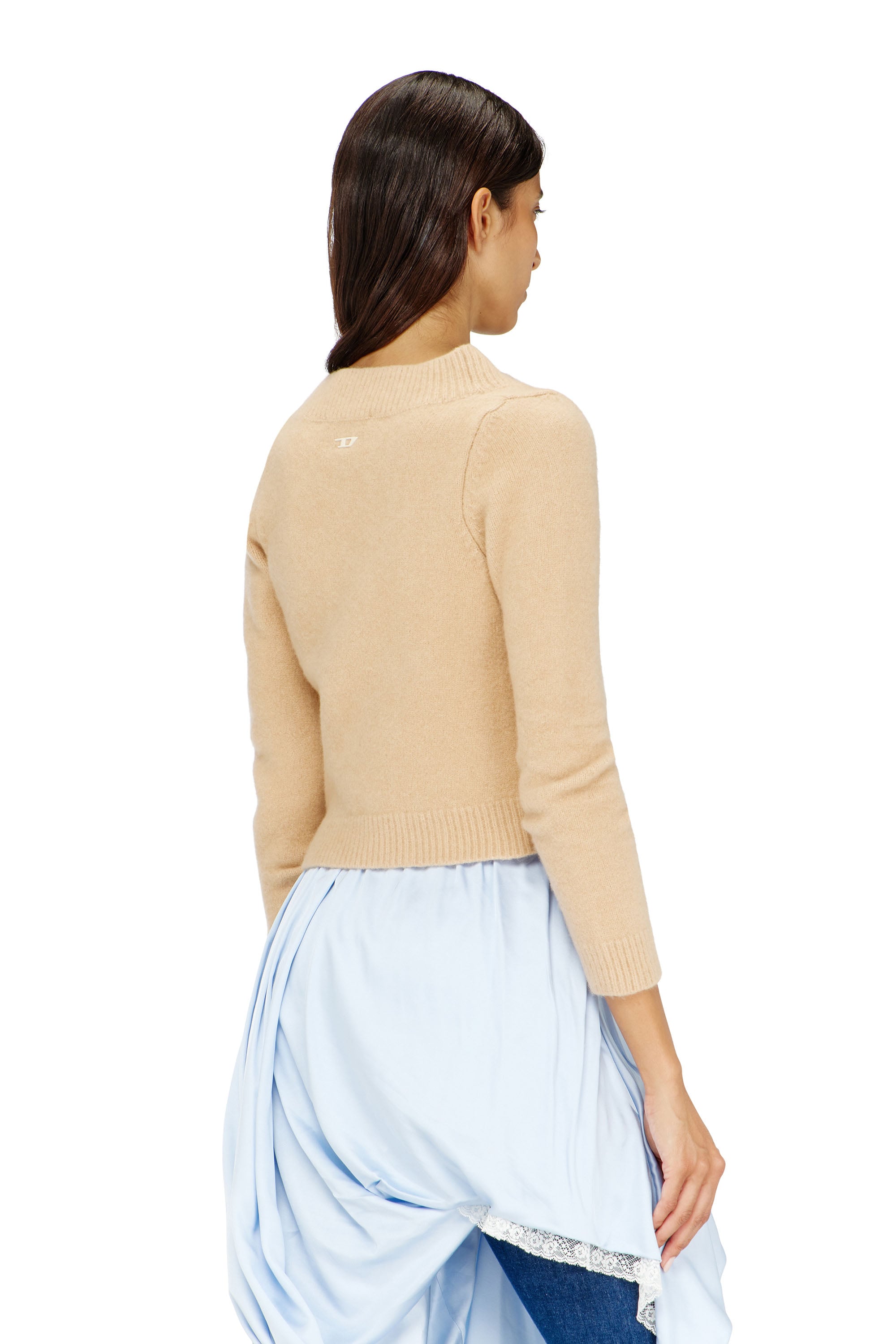 Diesel - M-AVA, Woman's Cropped cardigan in wrinkled boiled knit in Beige - 4