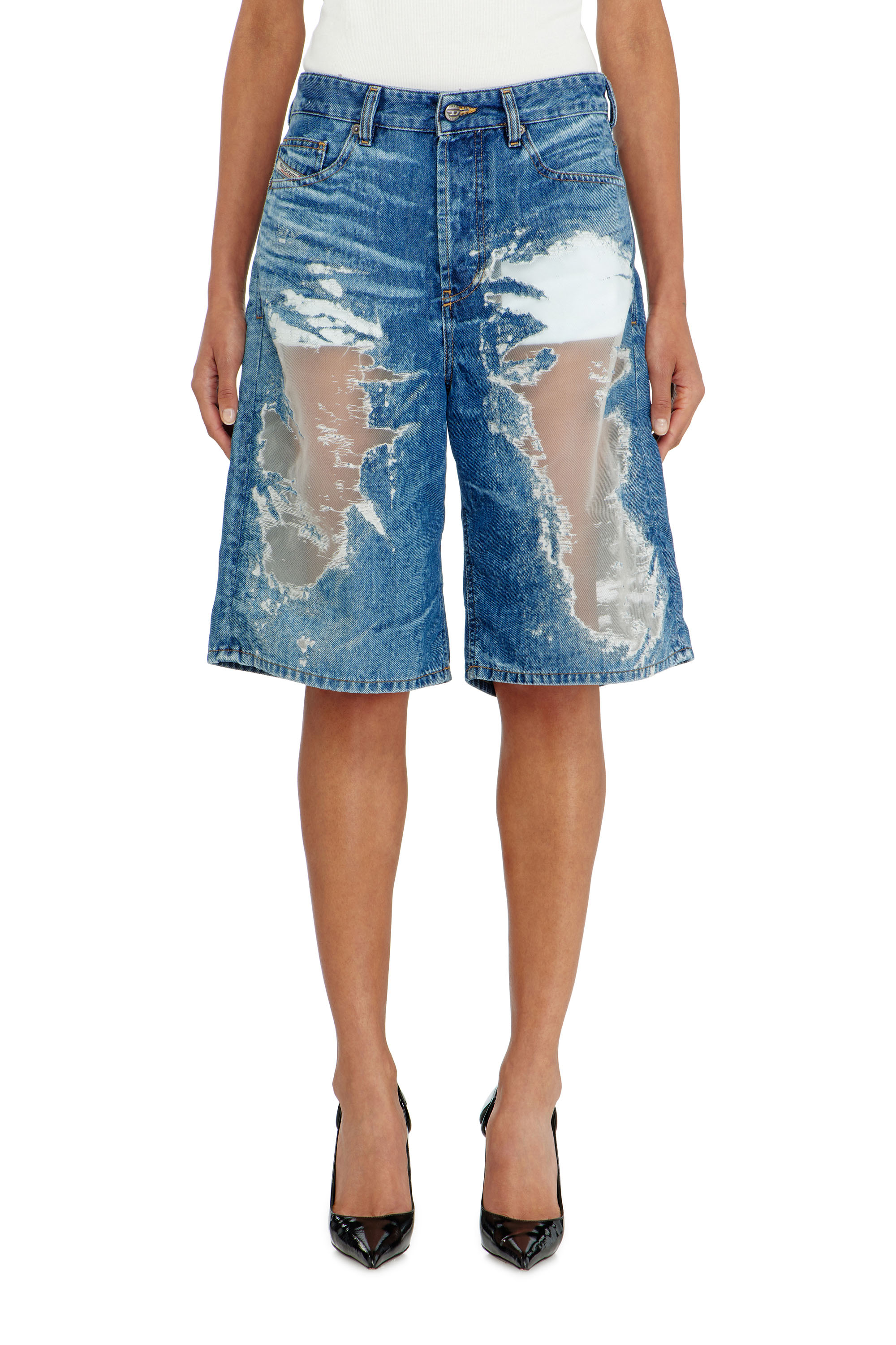 Diesel - PR-DE-SIRE-SHORT, Unisex's Shorts in devor&eacute; denim in Medium blue - 1