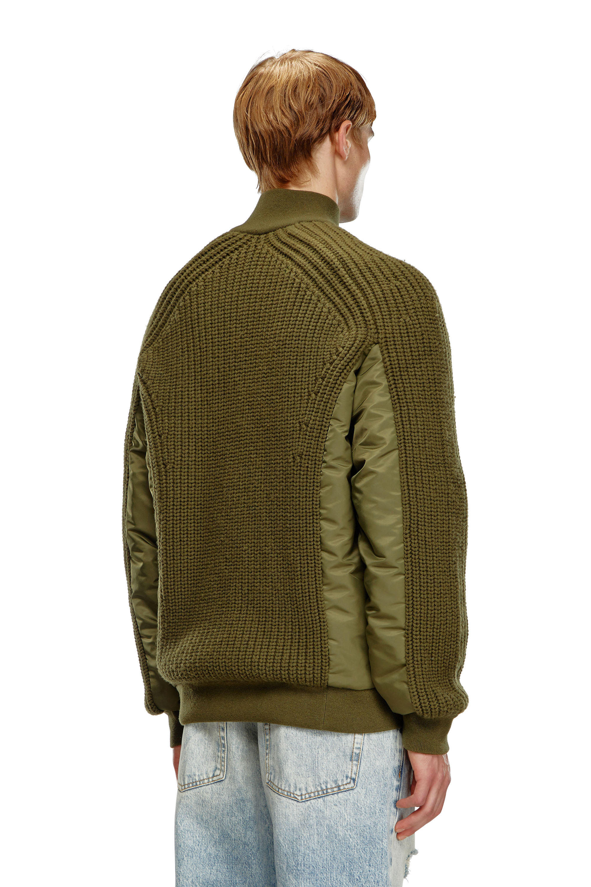 Diesel - K-ARRE, Man Zip-up cardigan in wool and nylon in Green - Image 4