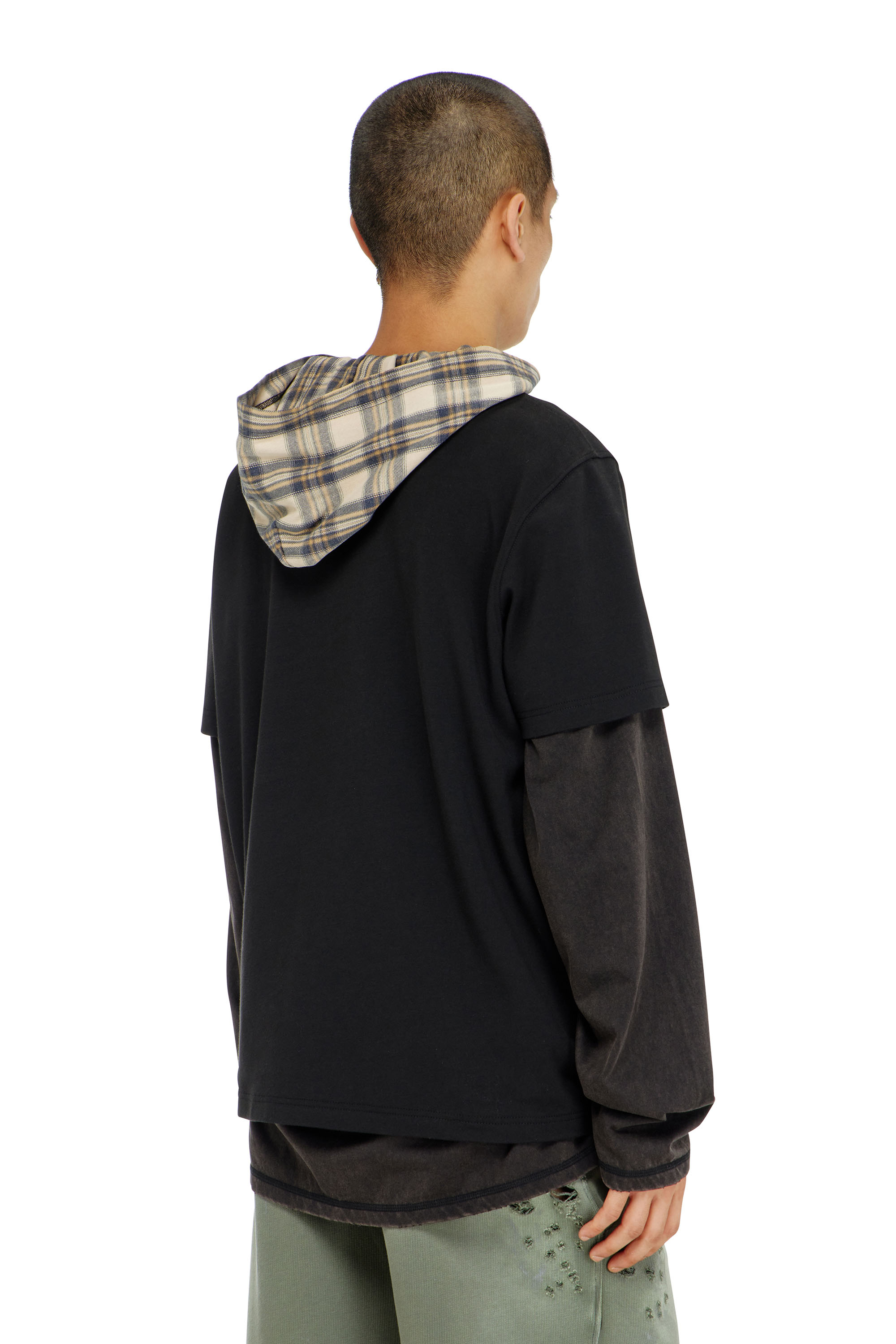 Diesel - T-ADJUST-AA2, Man's Cotton-interlock T-shirt with logo embroidery in Black - 4