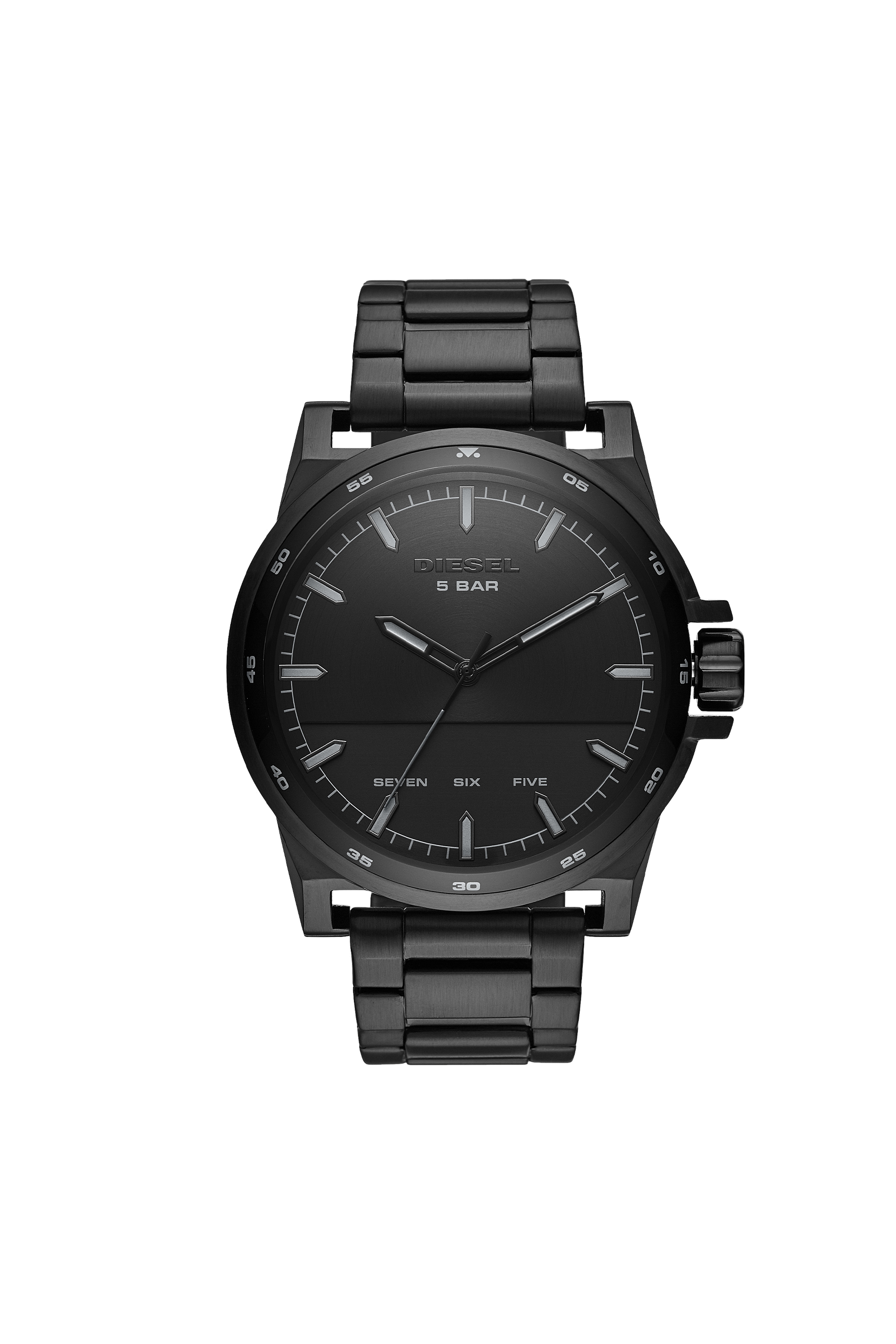 Diesel - DZ1934, Man's D-48 three-hand black stainless steel watch in Black - 1